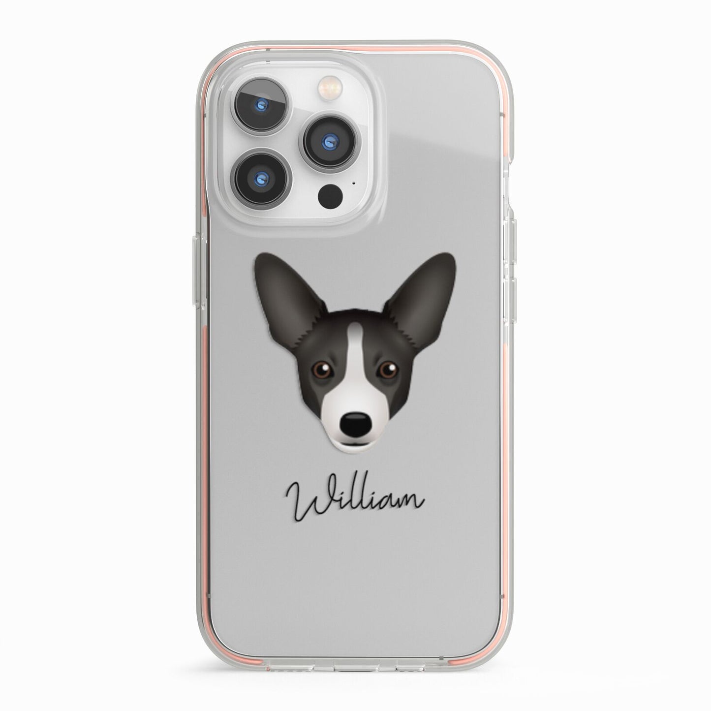 Portuguese Podengo Personalised iPhone 13 Pro TPU Impact Case with Pink Edges