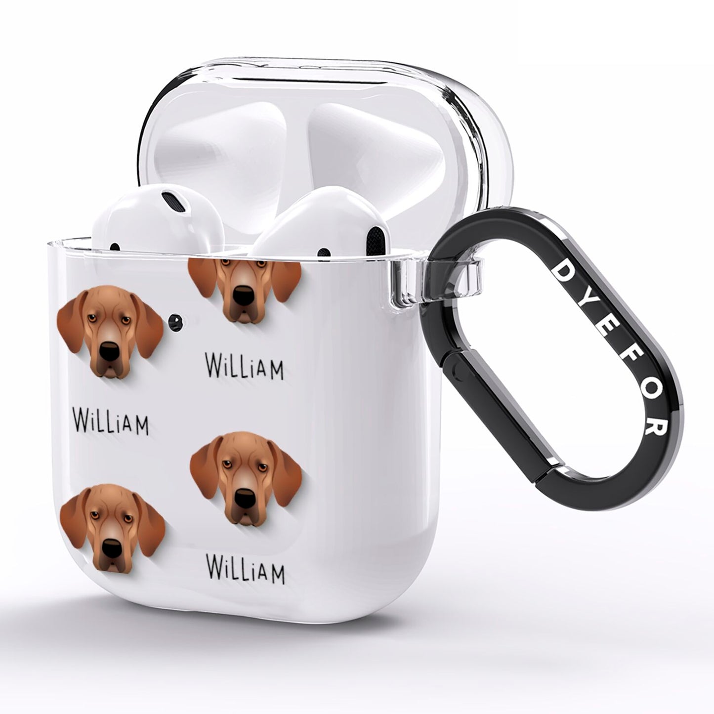 Portuguese Pointer Icon with Name AirPods Clear Case Side Image