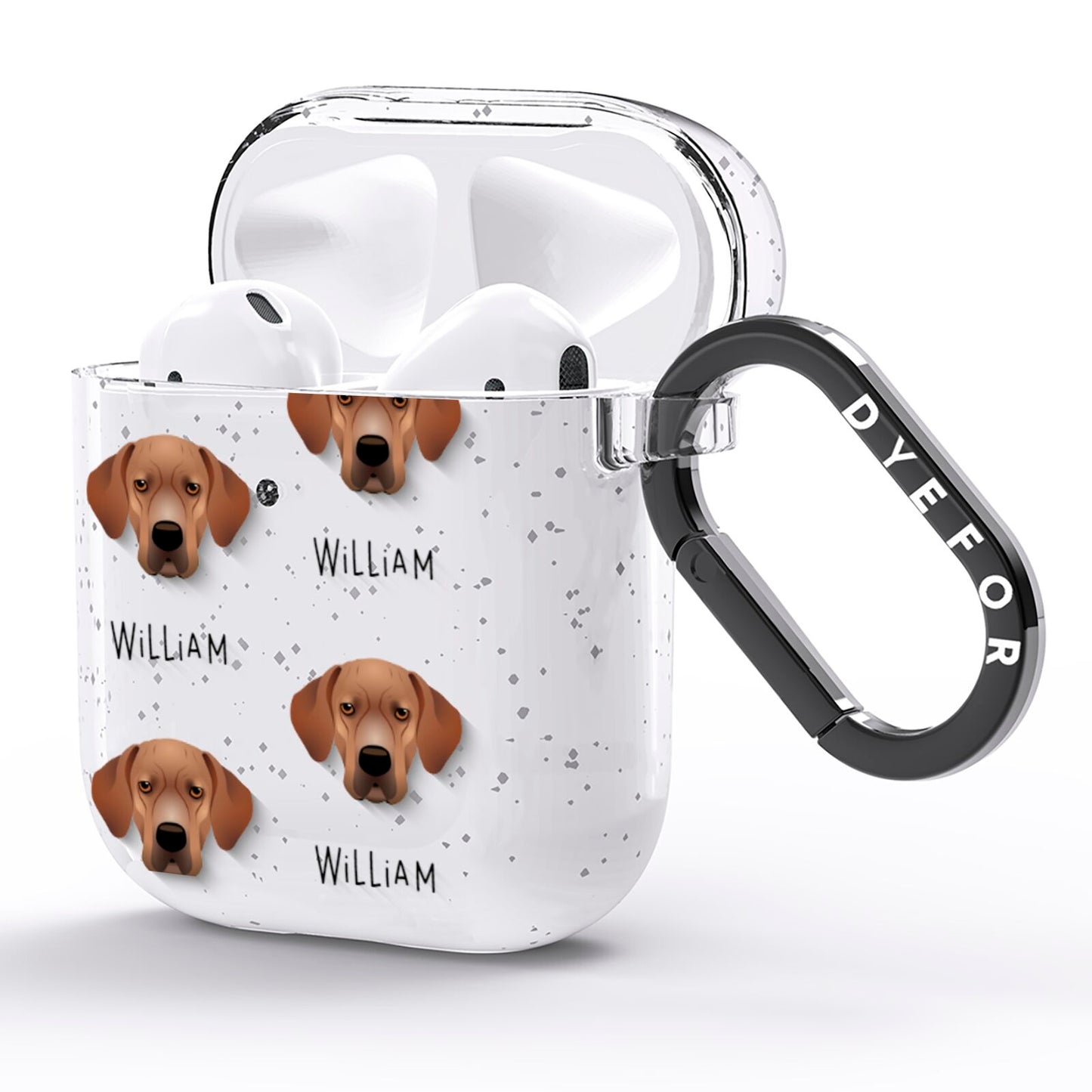 Portuguese Pointer Icon with Name AirPods Glitter Case Side Image