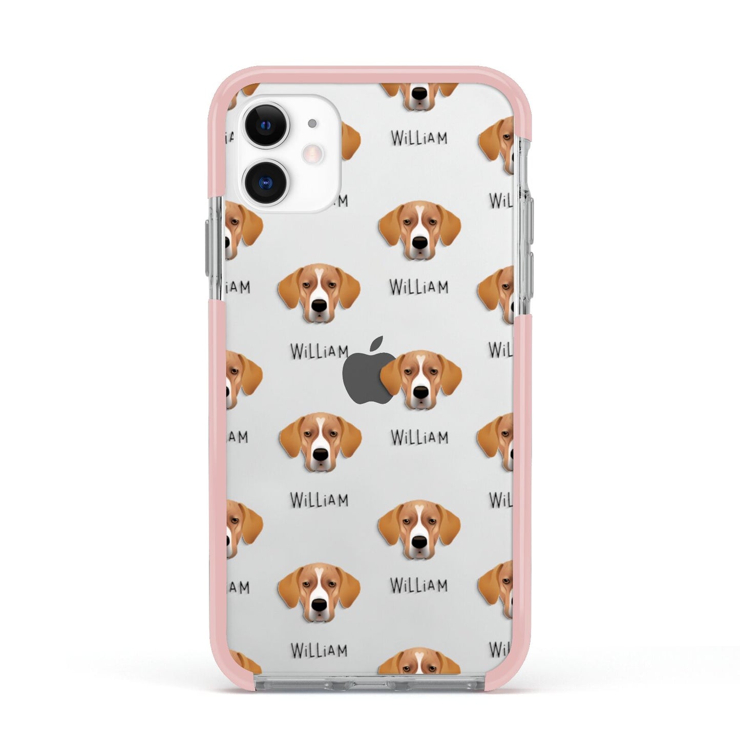 Portuguese Pointer Icon with Name Apple iPhone 11 in White with Pink Impact Case