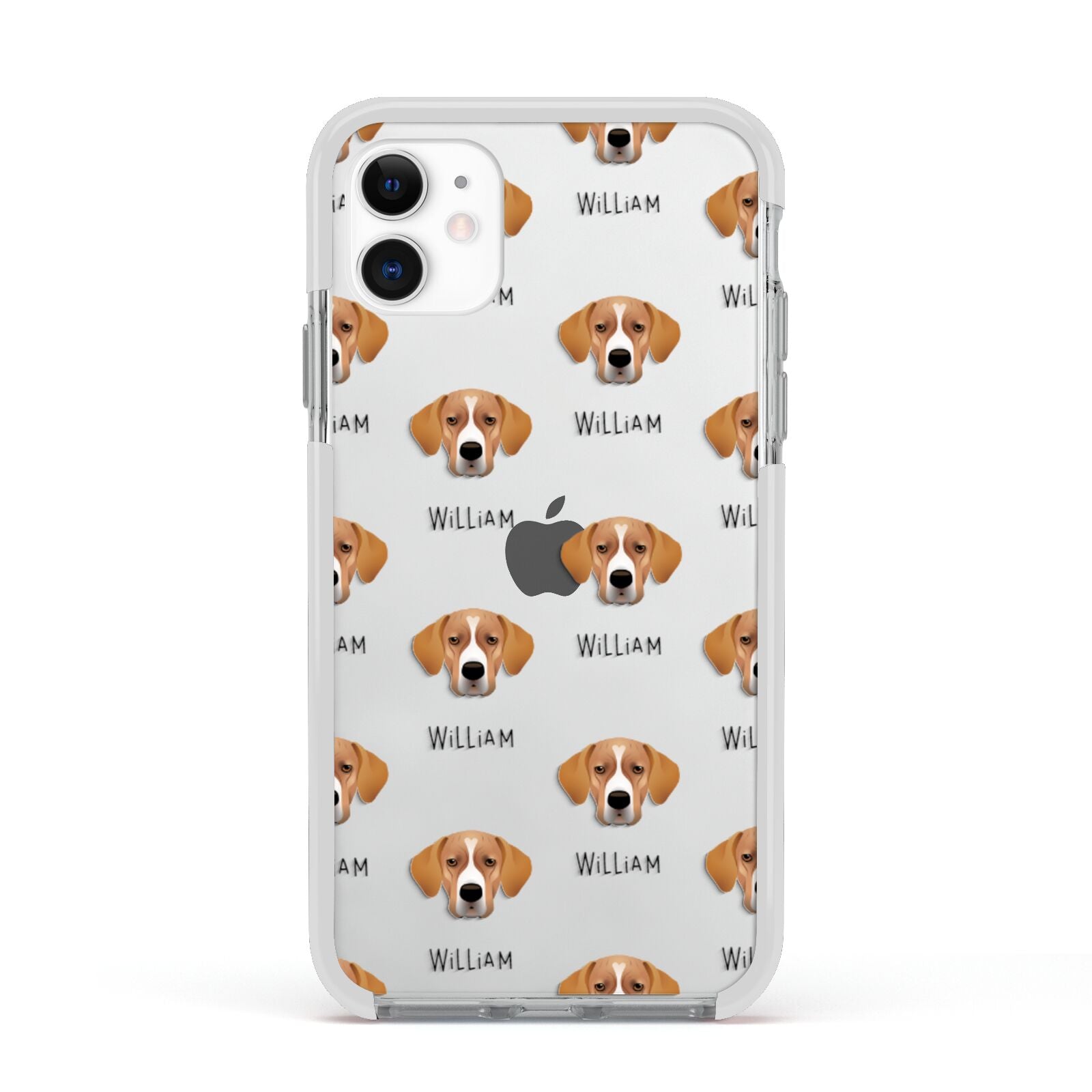 Portuguese Pointer Icon with Name Apple iPhone 11 in White with White Impact Case