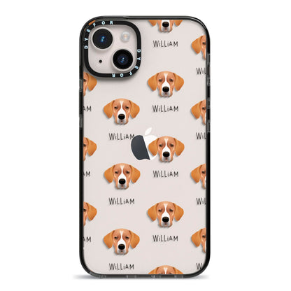 Portuguese Pointer Icon with Name iPhone 14 Plus Black Impact Case on Silver phone