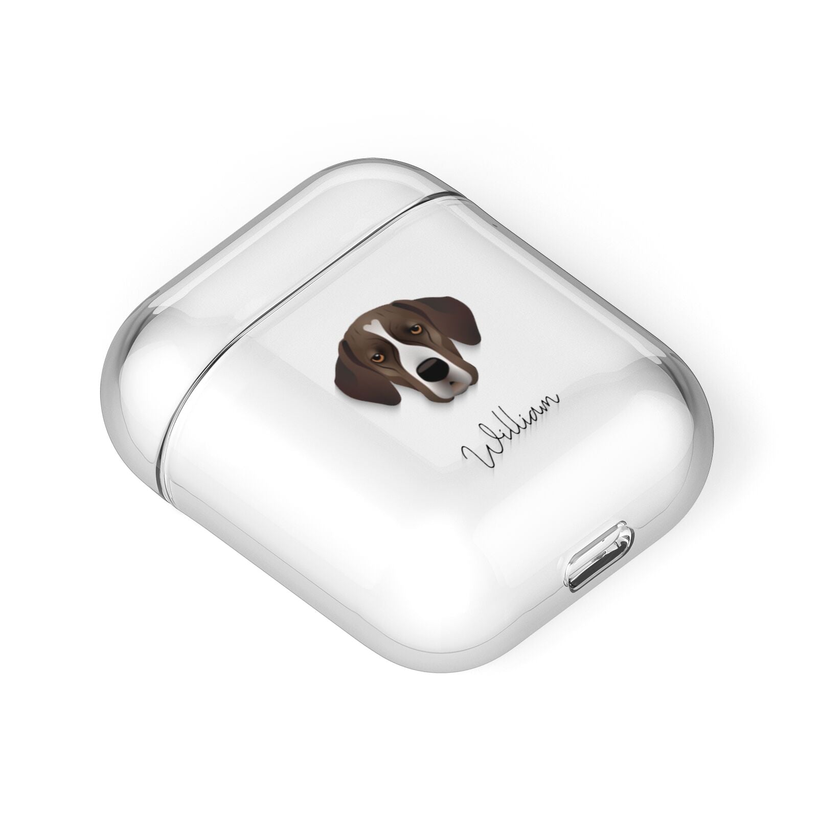 Portuguese Pointer Personalised AirPods Case Laid Flat