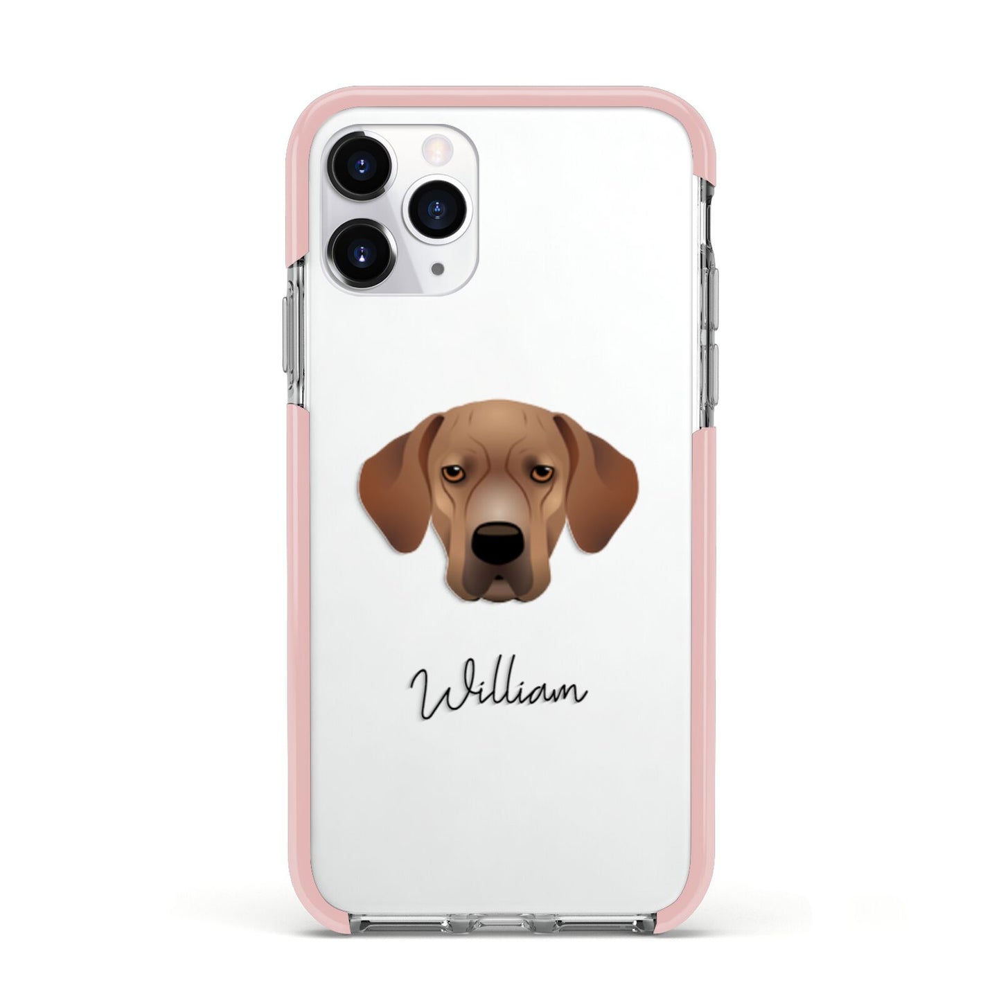 Portuguese Pointer Personalised Apple iPhone 11 Pro in Silver with Pink Impact Case