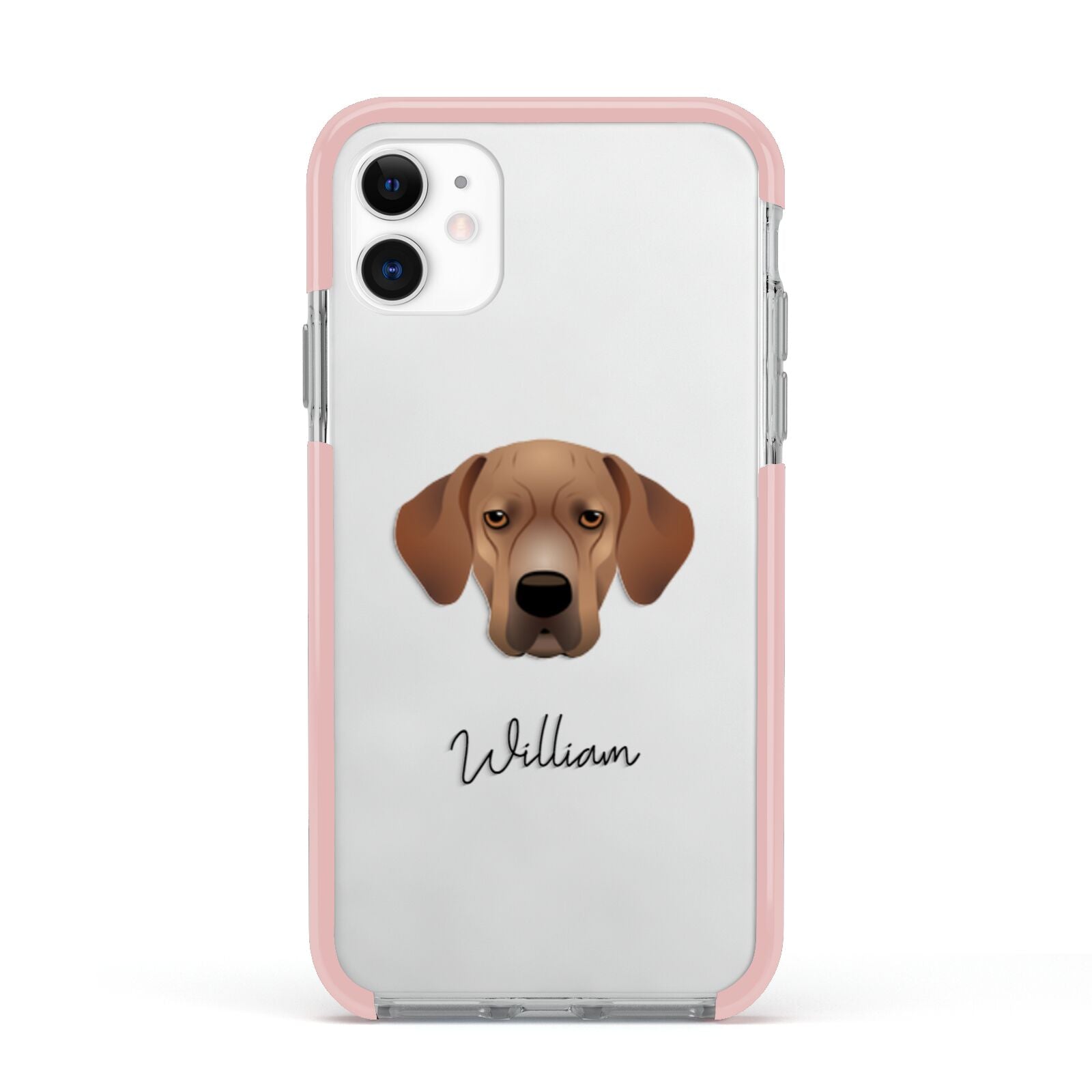 Portuguese Pointer Personalised Apple iPhone 11 in White with Pink Impact Case