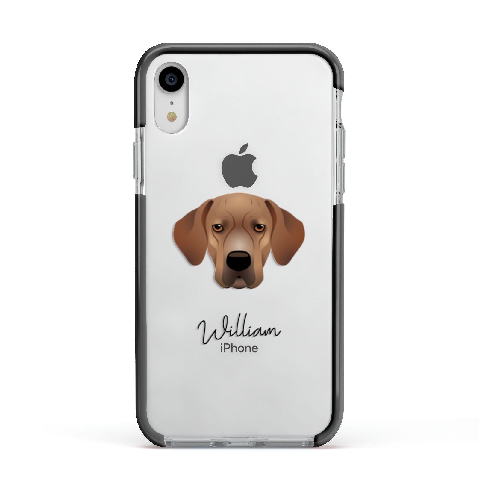 Portuguese Pointer Personalised Apple iPhone XR Impact Case Black Edge on Silver Phone