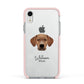 Portuguese Pointer Personalised Apple iPhone XR Impact Case Pink Edge on Silver Phone