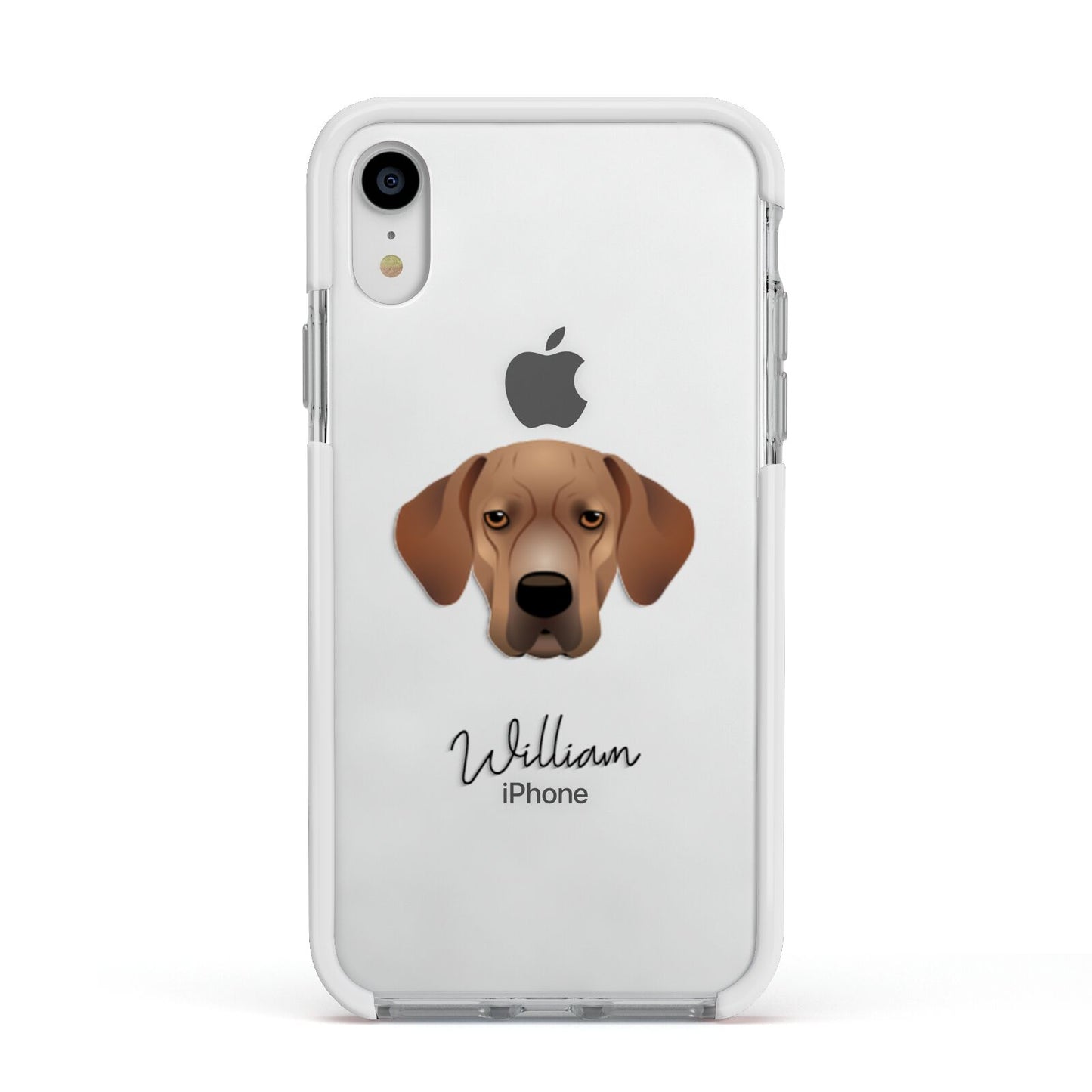 Portuguese Pointer Personalised Apple iPhone XR Impact Case White Edge on Silver Phone