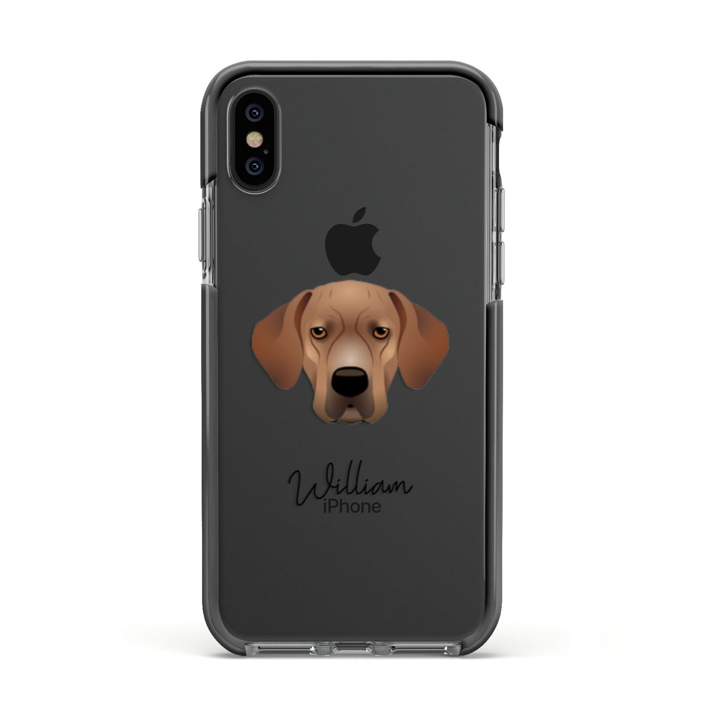 Portuguese Pointer Personalised Apple iPhone Xs Impact Case Black Edge on Black Phone