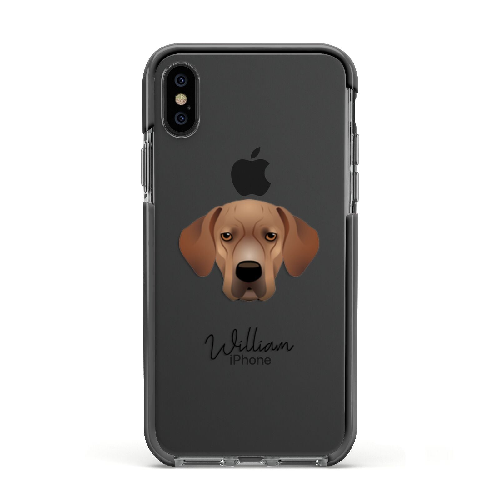 Portuguese Pointer Personalised Apple iPhone Xs Impact Case Black Edge on Black Phone
