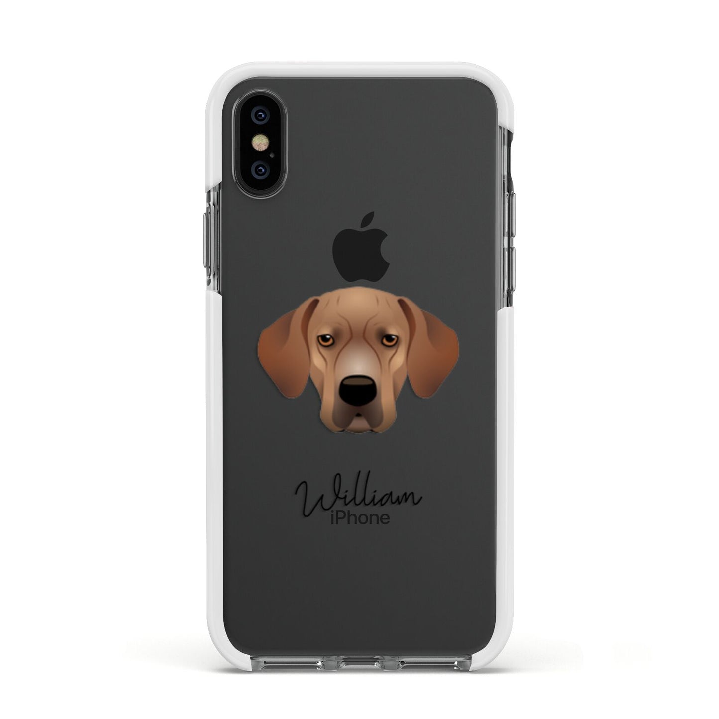 Portuguese Pointer Personalised Apple iPhone Xs Impact Case White Edge on Black Phone