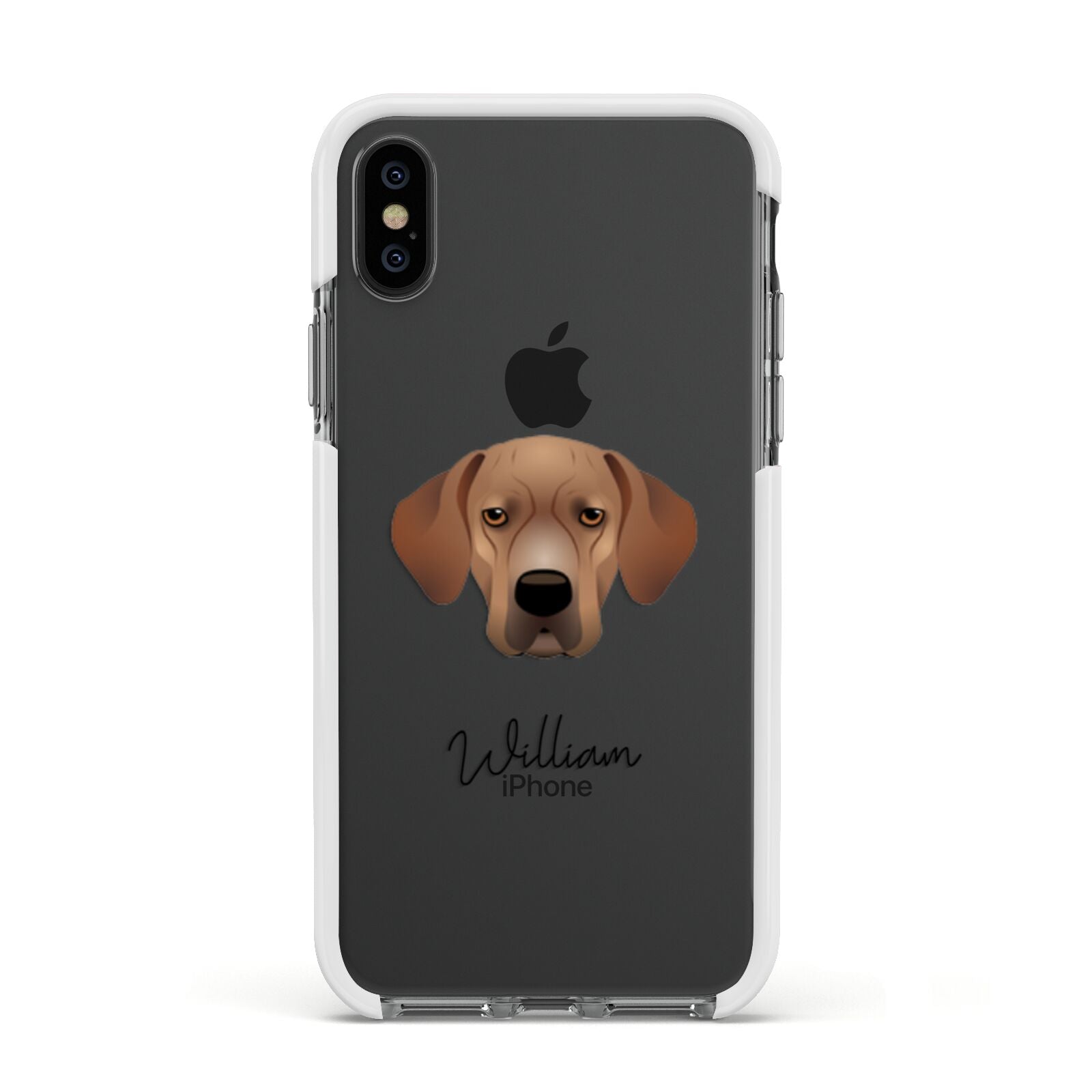 Portuguese Pointer Personalised Apple iPhone Xs Impact Case White Edge on Black Phone