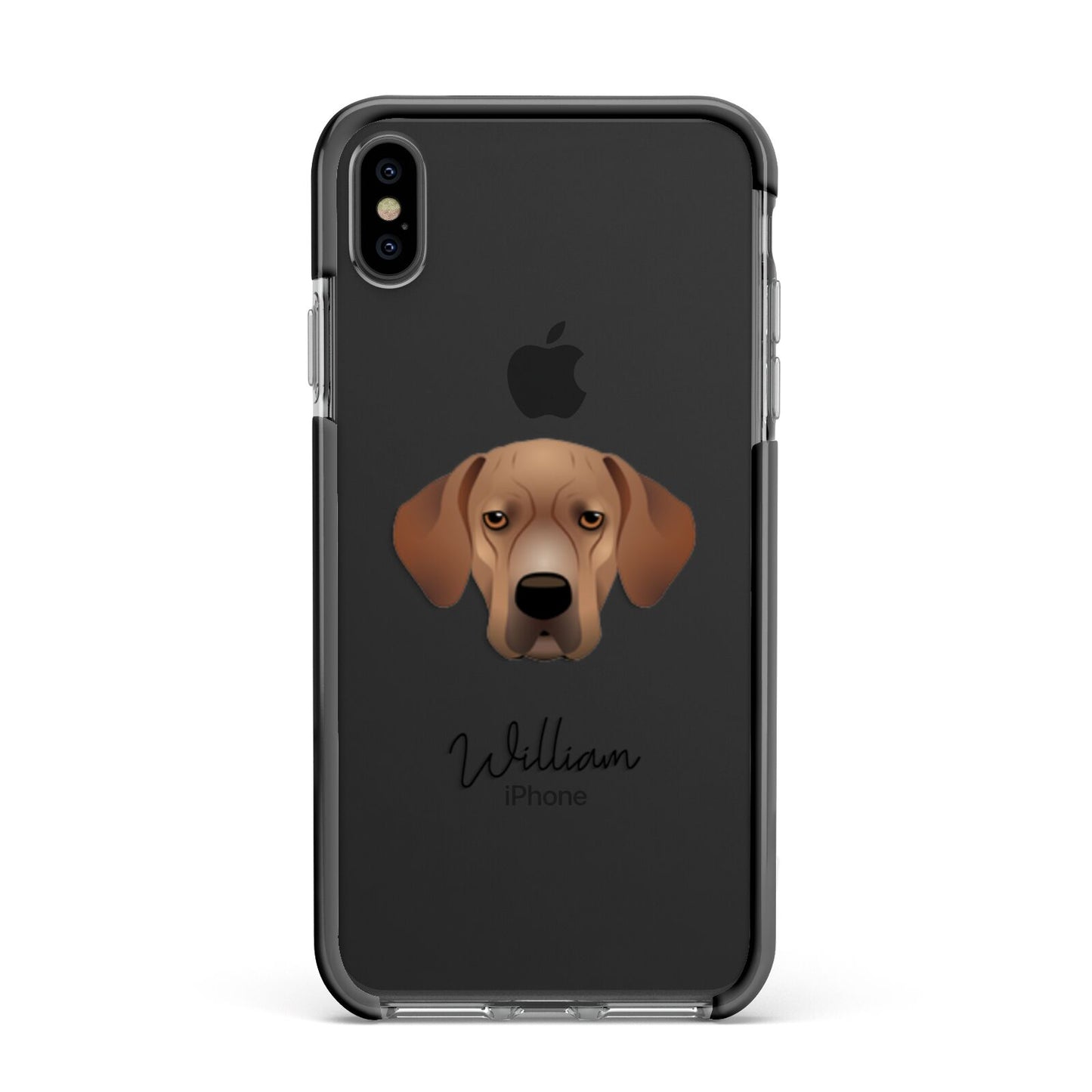 Portuguese Pointer Personalised Apple iPhone Xs Max Impact Case Black Edge on Black Phone