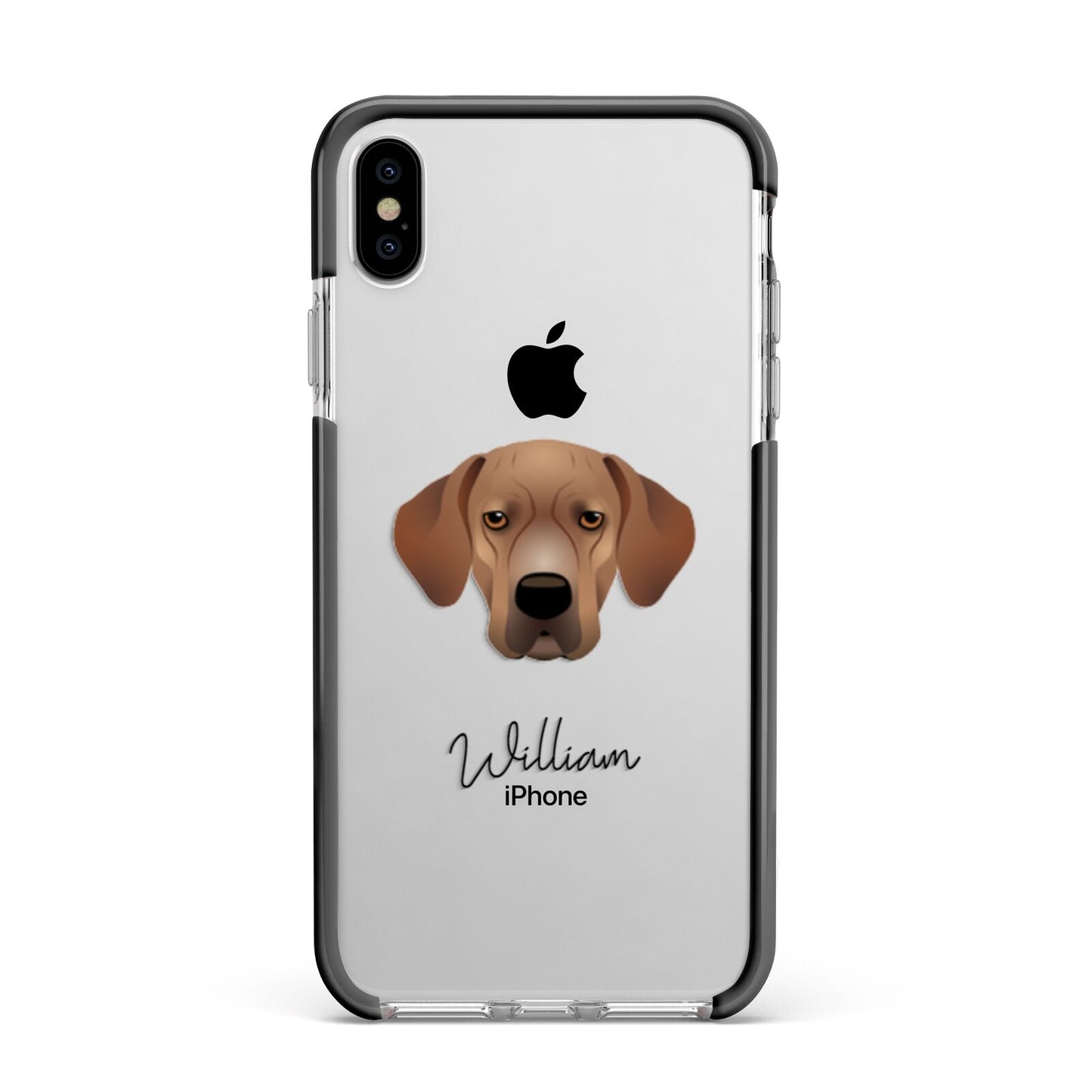 Portuguese Pointer Personalised Apple iPhone Xs Max Impact Case Black Edge on Silver Phone