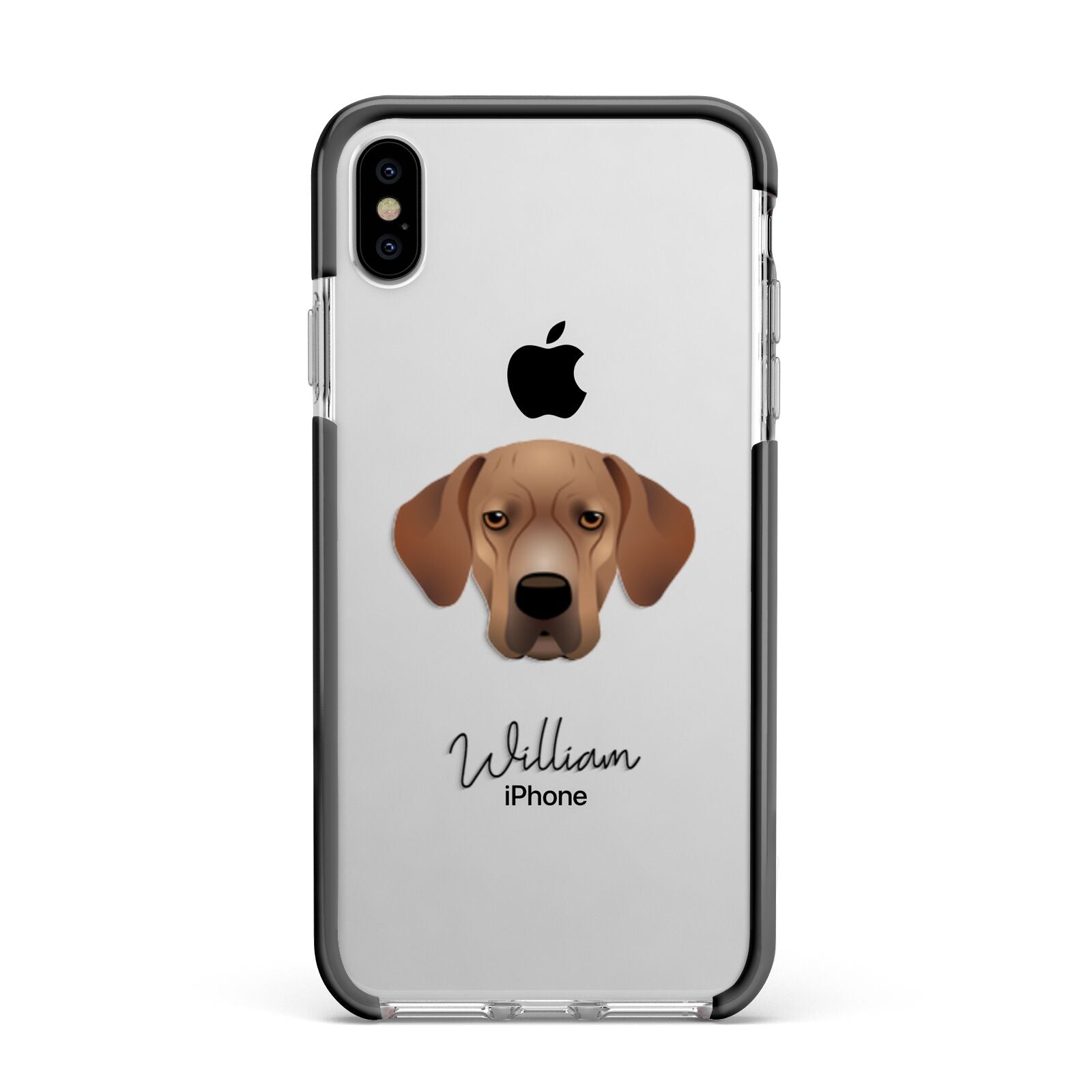 Portuguese Pointer Personalised Apple iPhone Xs Max Impact Case Black Edge on Silver Phone