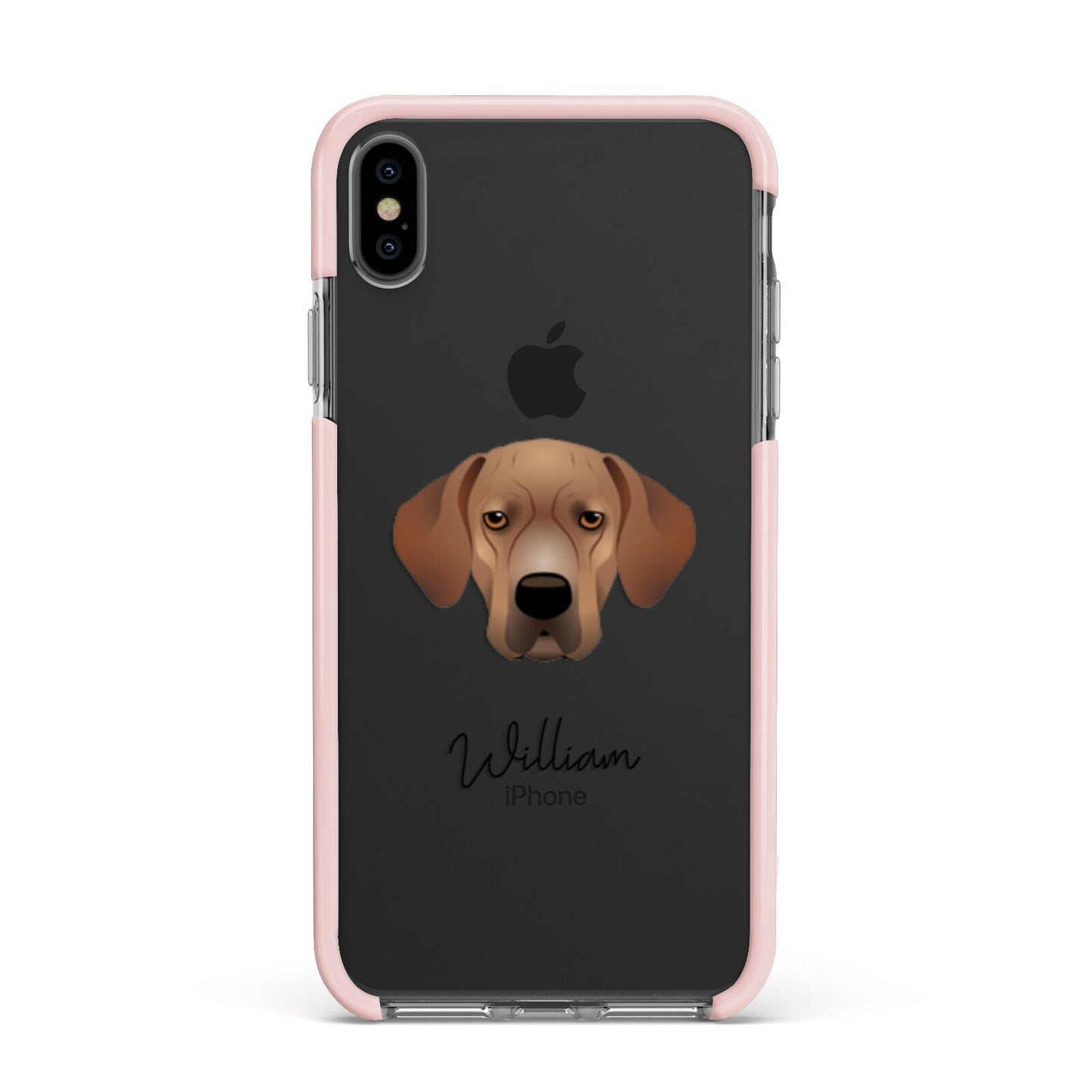 Portuguese Pointer Personalised Apple iPhone Xs Max Impact Case Pink Edge on Black Phone