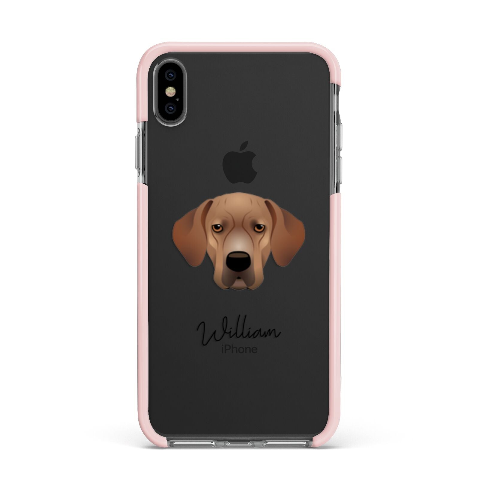 Portuguese Pointer Personalised Apple iPhone Xs Max Impact Case Pink Edge on Black Phone