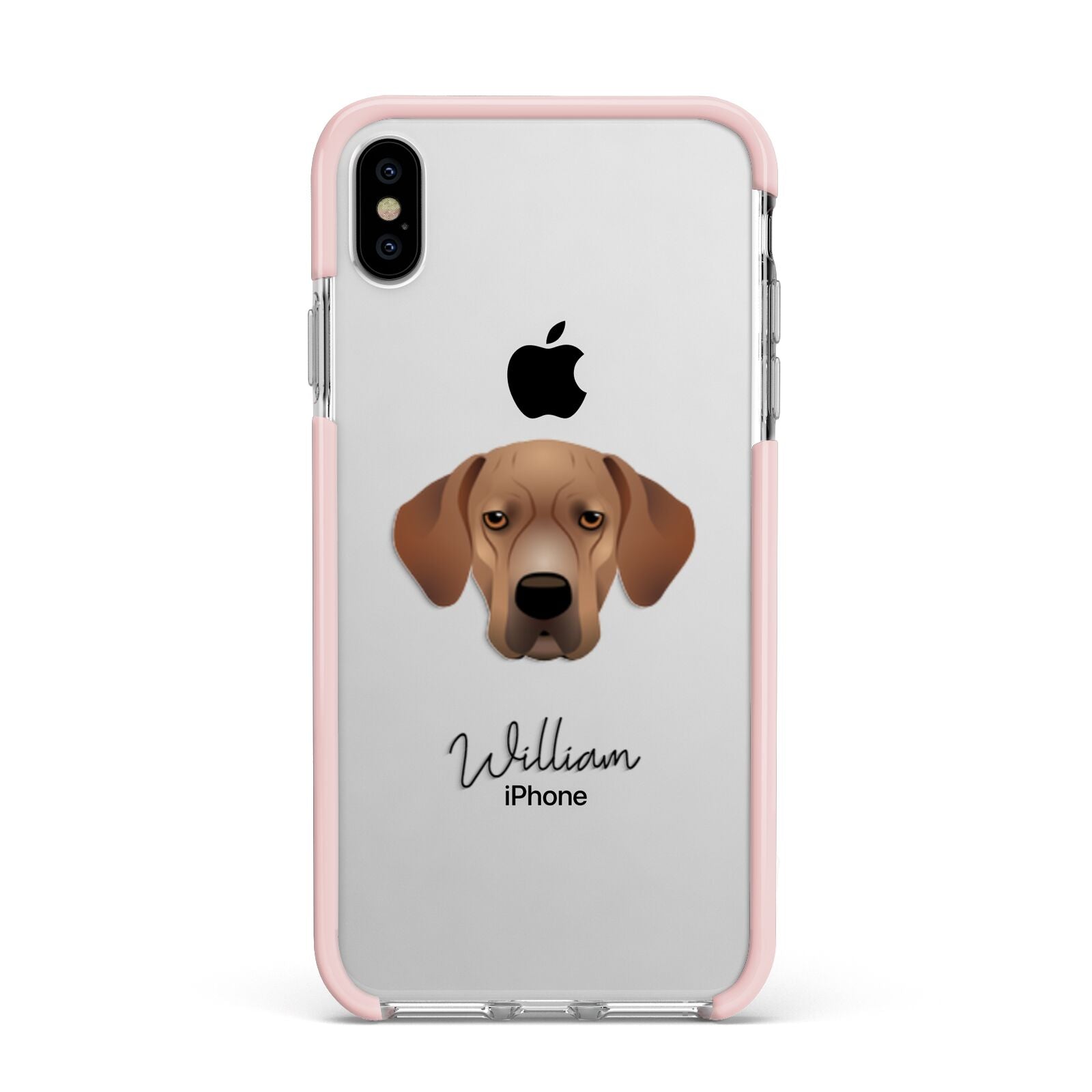 Portuguese Pointer Personalised Apple iPhone Xs Max Impact Case Pink Edge on Silver Phone