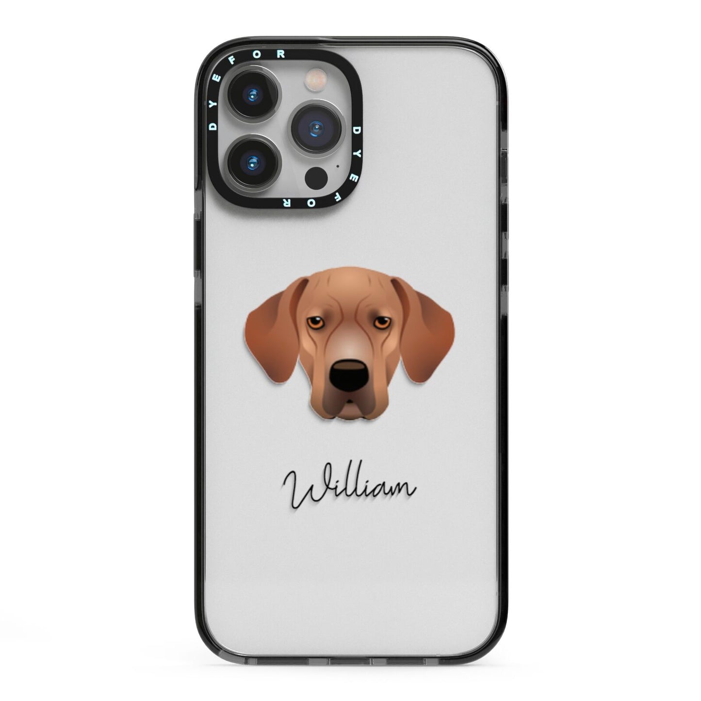 Portuguese Pointer Personalised iPhone 13 Pro Max Black Impact Case on Silver phone