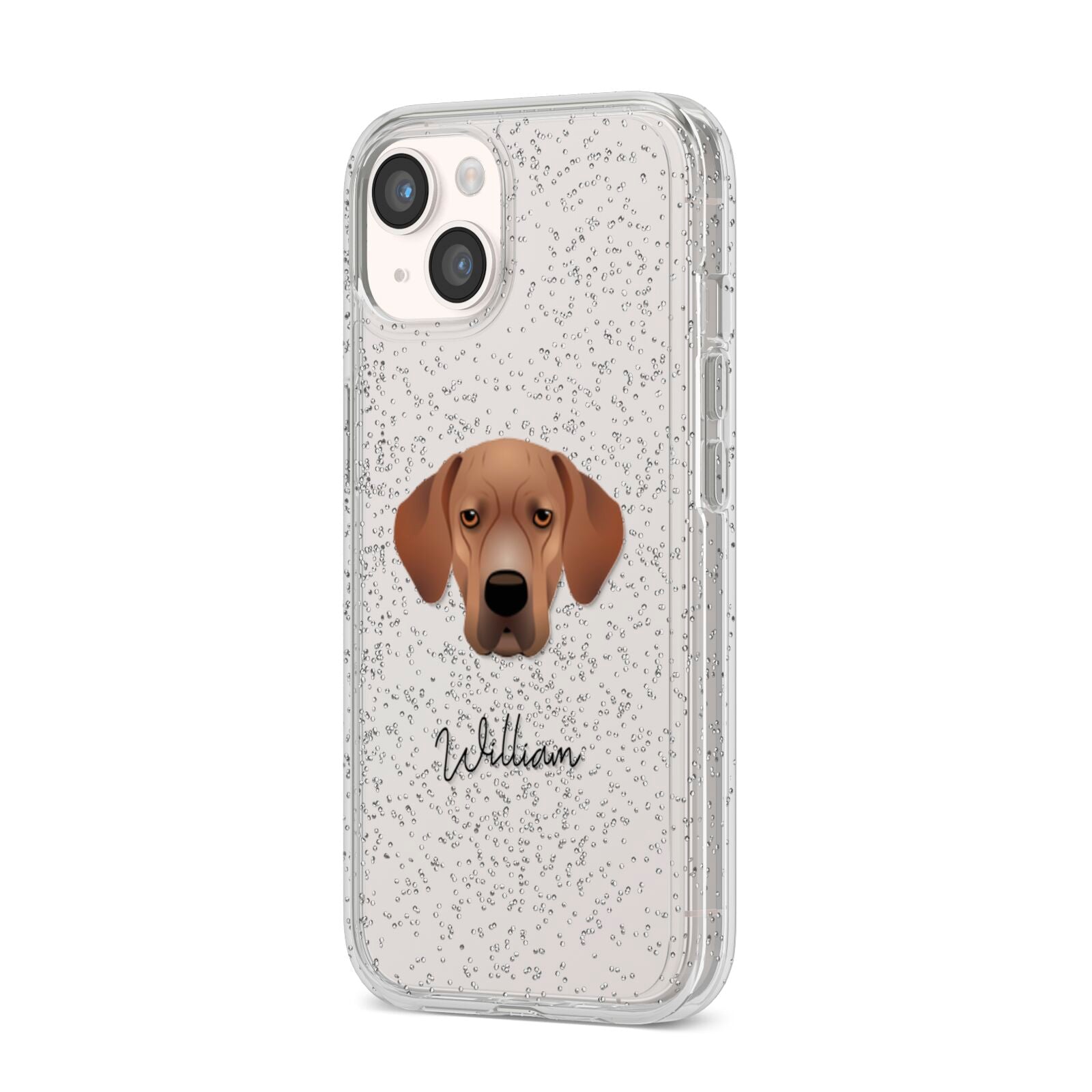 Portuguese Pointer Personalised iPhone 14 Glitter Tough Case Starlight Angled Image
