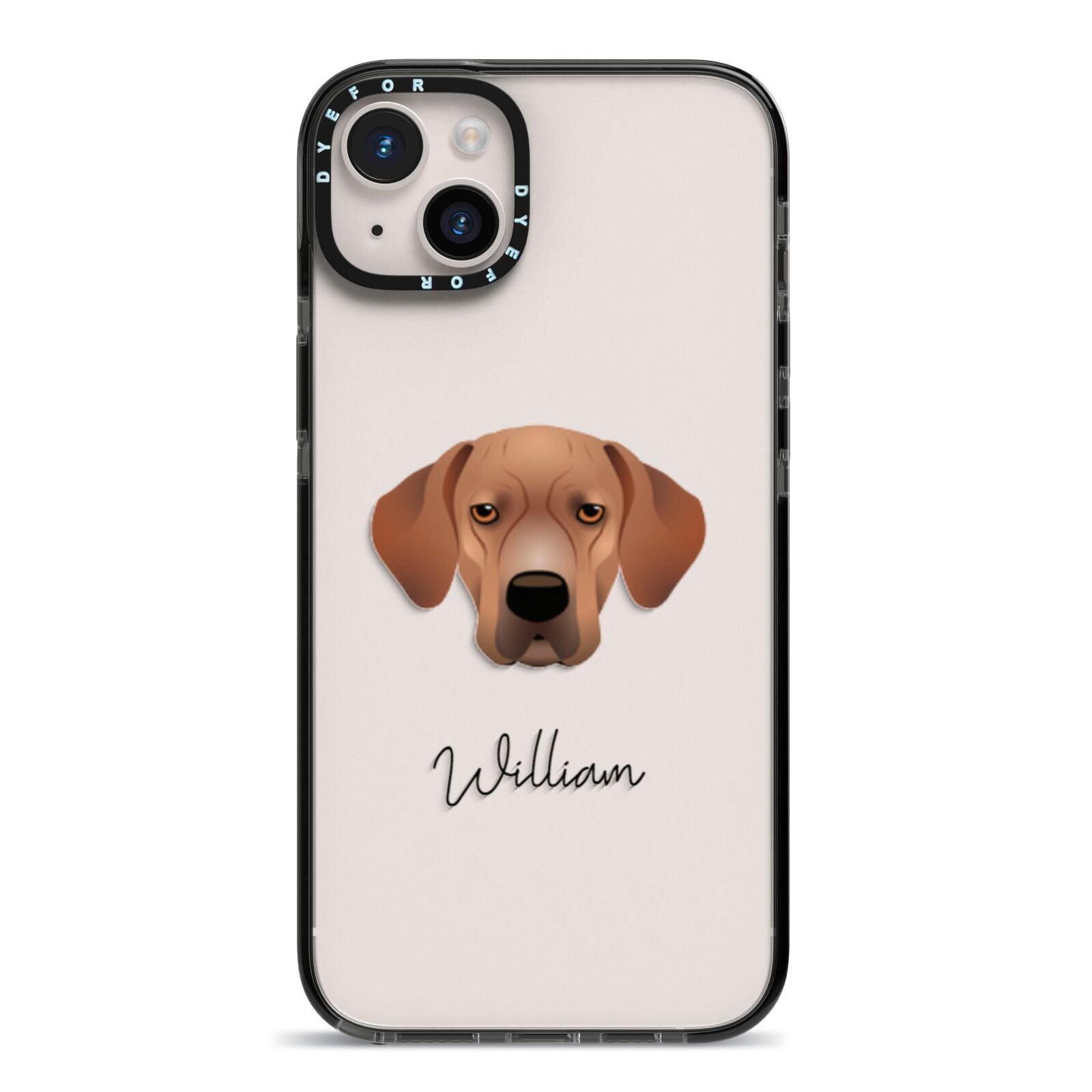 Portuguese Pointer Personalised iPhone 14 Plus Black Impact Case on Silver phone