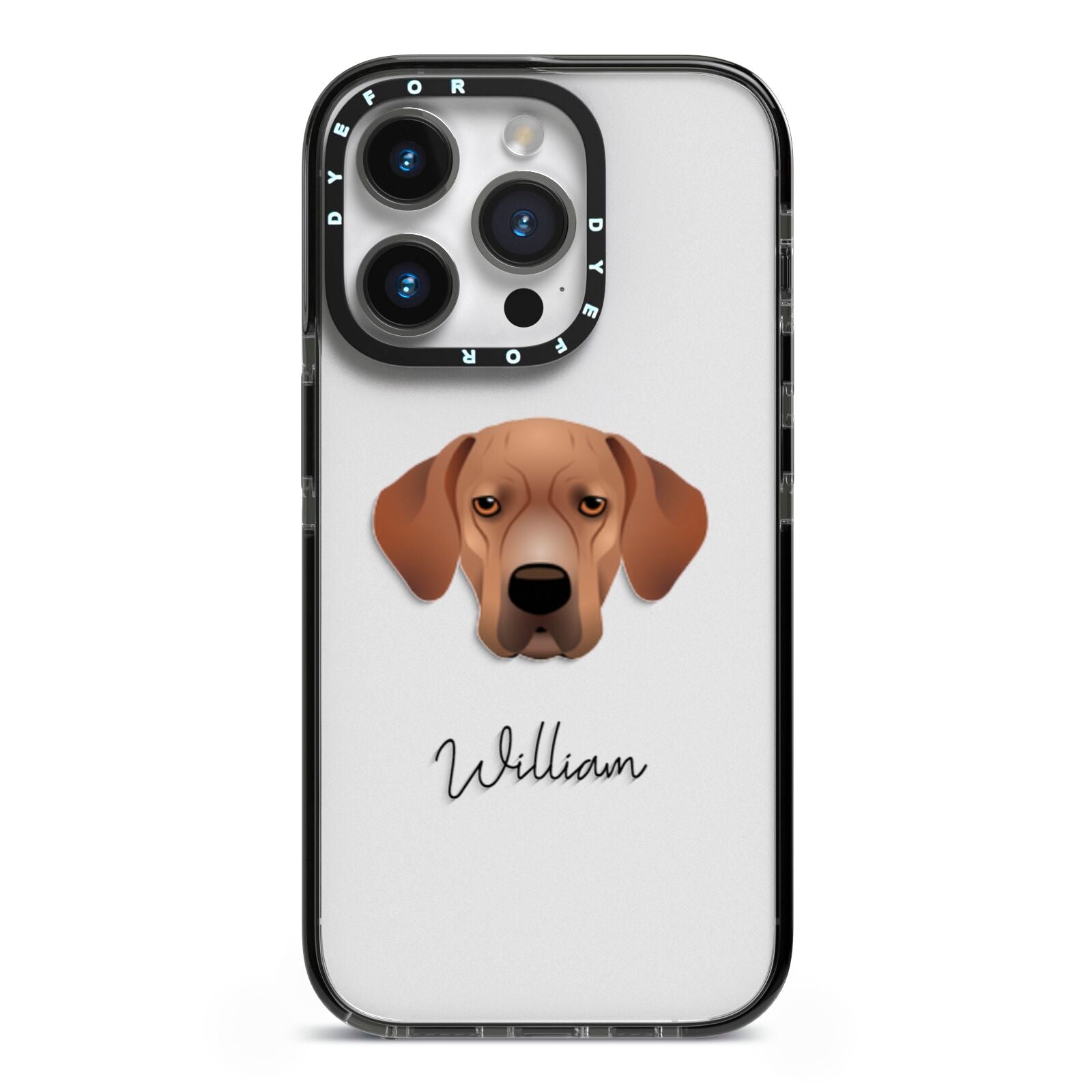 Portuguese Pointer Personalised iPhone 14 Pro Black Impact Case on Silver phone