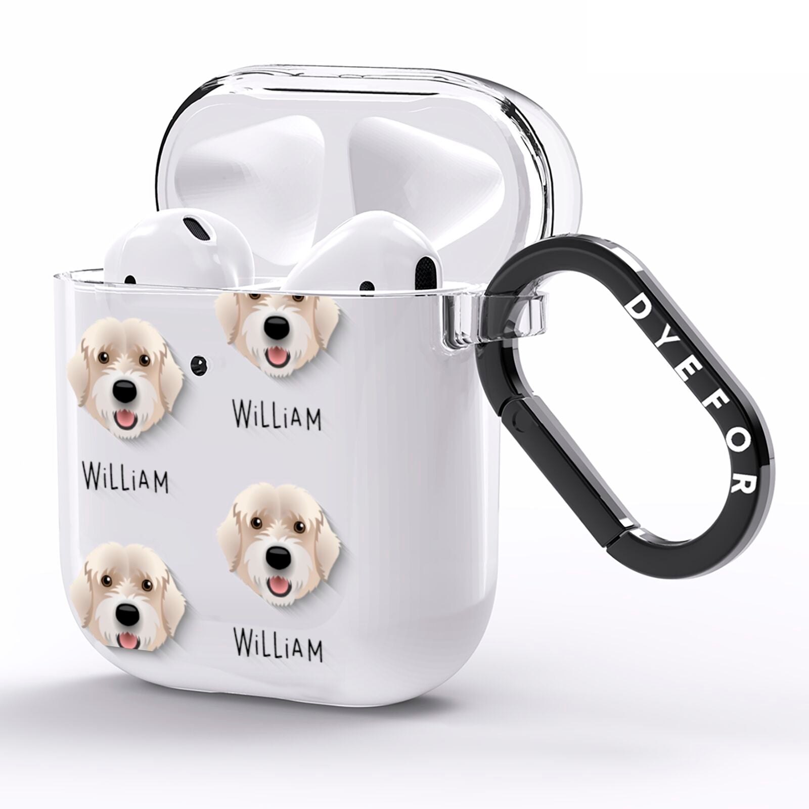 Portuguese Water Dog Icon with Name AirPods Clear Case Side Image