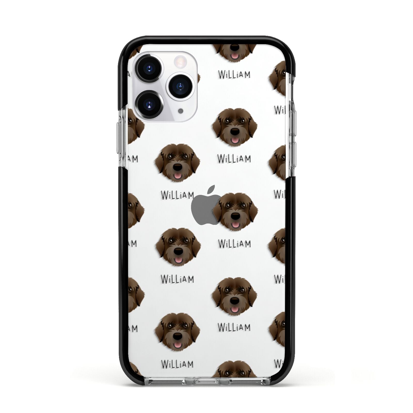 Portuguese Water Dog Icon with Name Apple iPhone 11 Pro in Silver with Black Impact Case