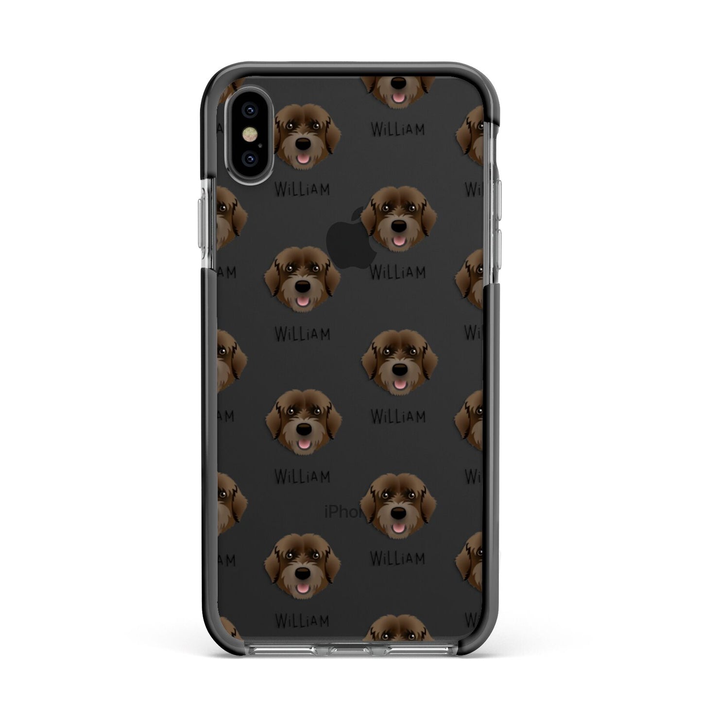 Portuguese Water Dog Icon with Name Apple iPhone Xs Max Impact Case Black Edge on Black Phone