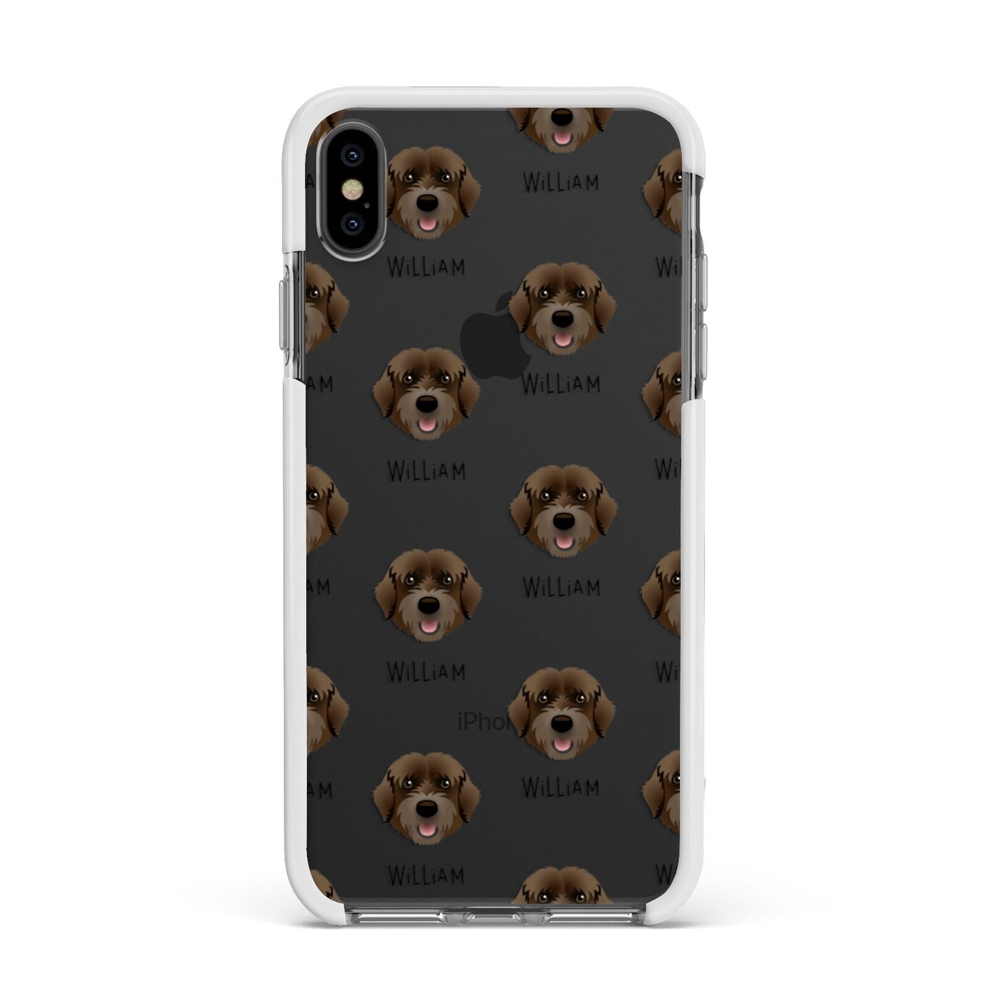Portuguese Water Dog Icon with Name Apple iPhone Xs Max Impact Case White Edge on Black Phone
