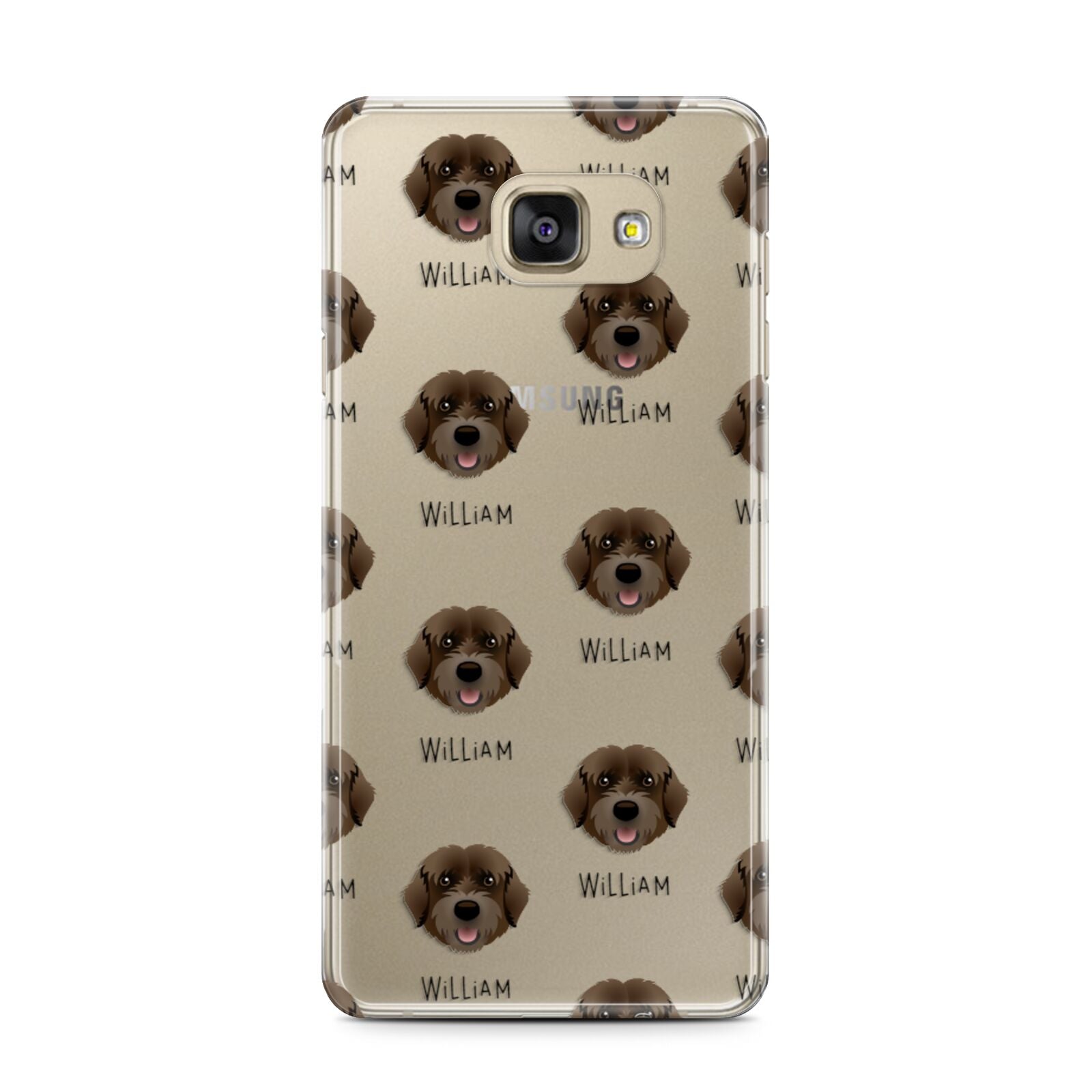 Portuguese Water Dog Icon with Name Samsung Galaxy A7 2016 Case on gold phone