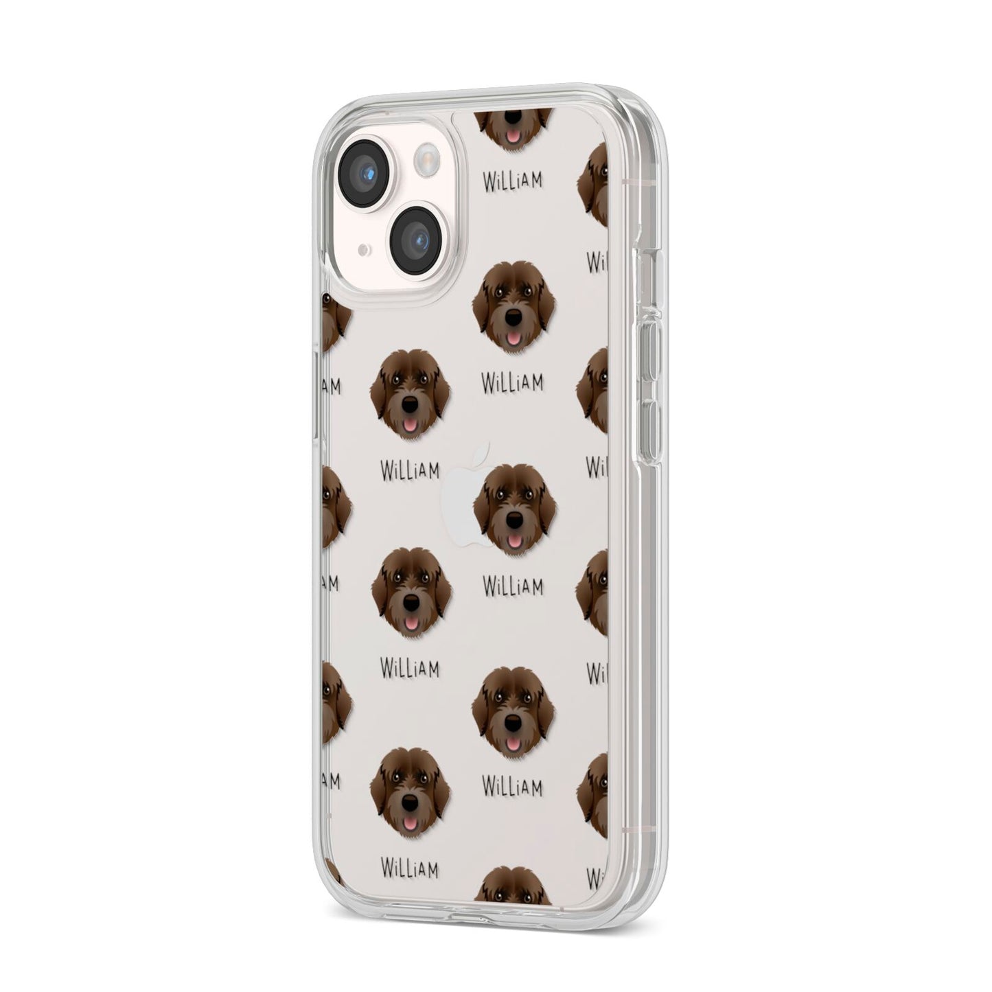 Portuguese Water Dog Icon with Name iPhone 14 Clear Tough Case Starlight Angled Image