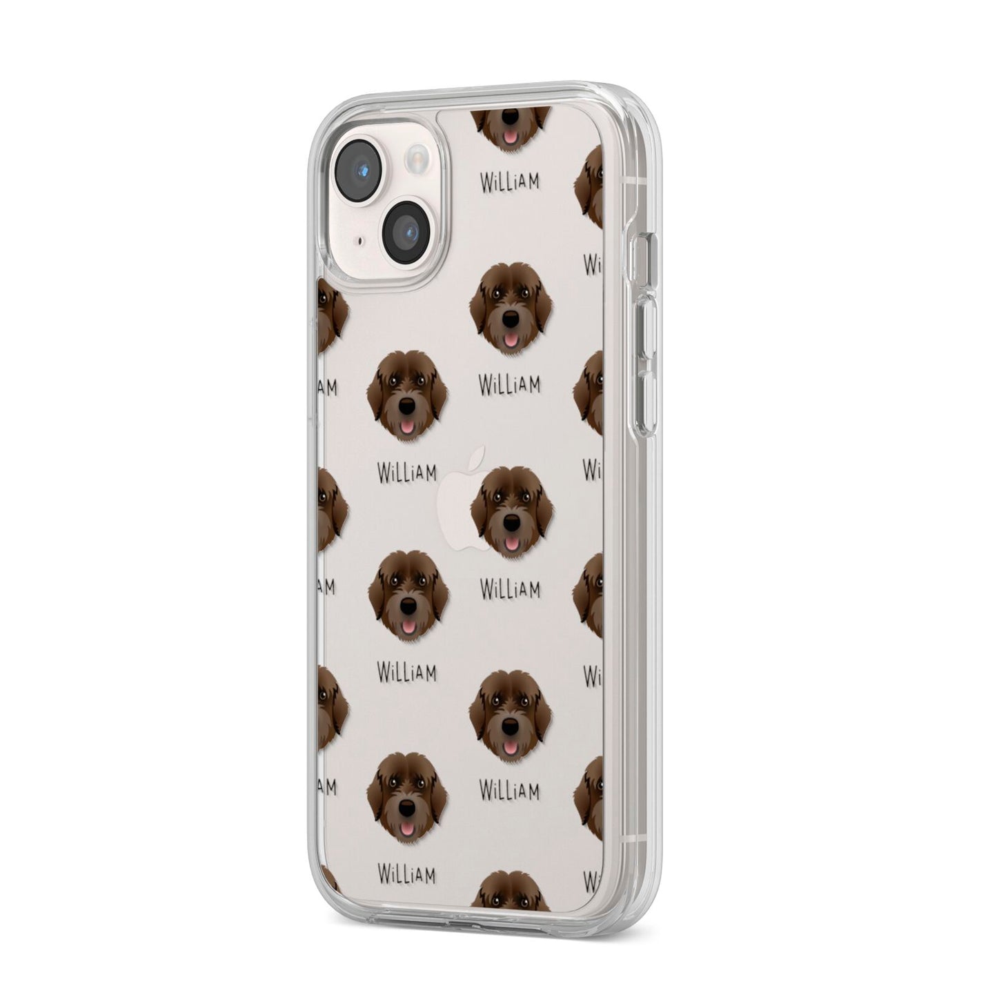 Portuguese Water Dog Icon with Name iPhone 14 Plus Clear Tough Case Starlight Angled Image
