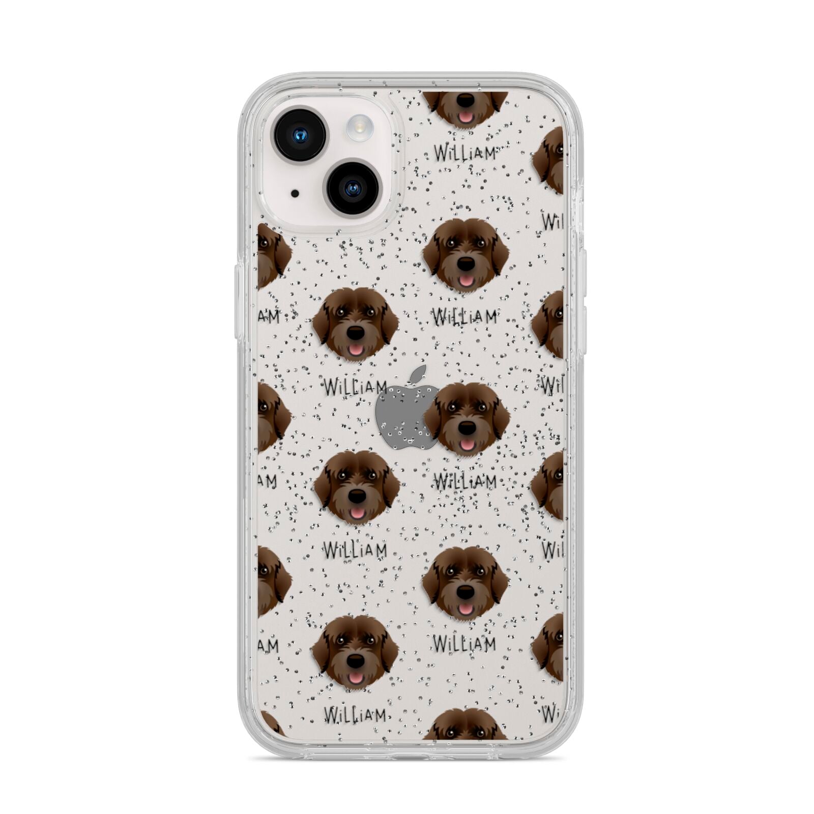 Portuguese Water Dog Icon with Name iPhone 14 Plus Glitter Tough Case Starlight