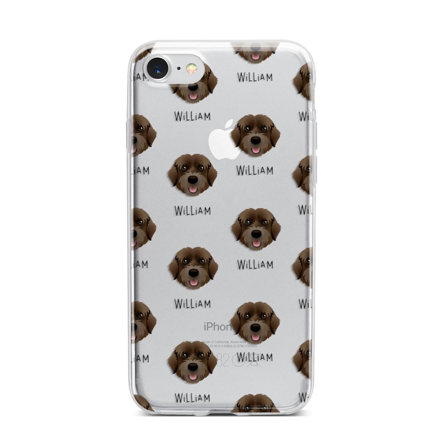 Portuguese Water Dog Icon with Name iPhone 7 Bumper Case on Silver iPhone