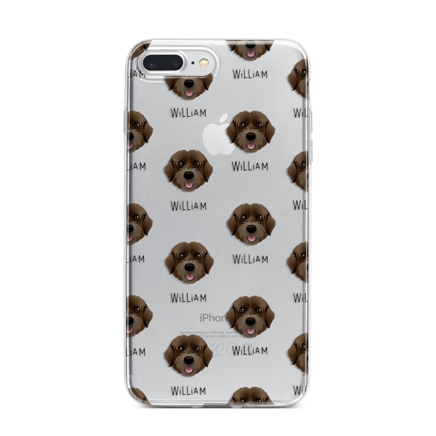 Portuguese Water Dog Icon with Name iPhone 7 Plus Bumper Case on Silver iPhone