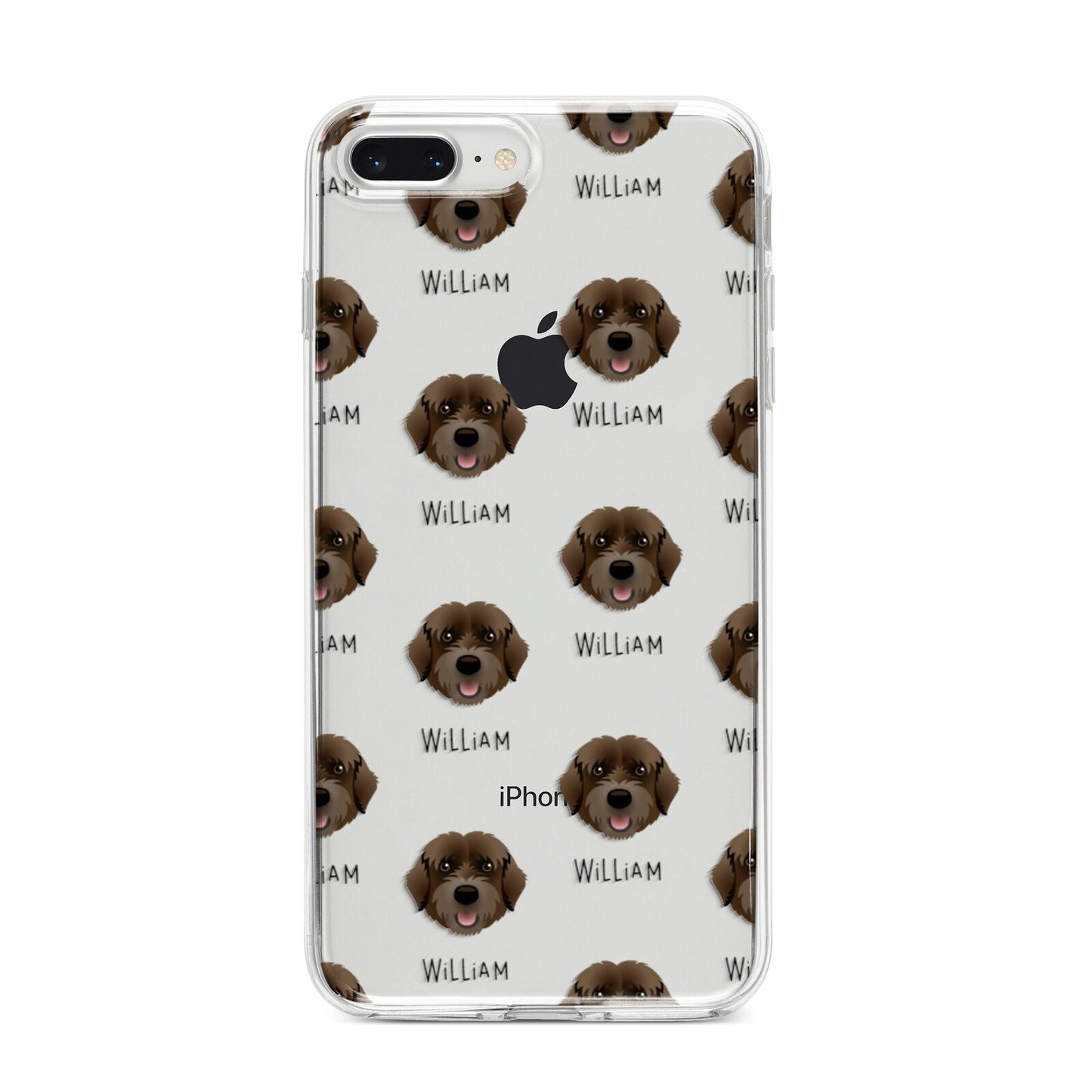 Portuguese Water Dog Icon with Name iPhone 8 Plus Bumper Case on Silver iPhone