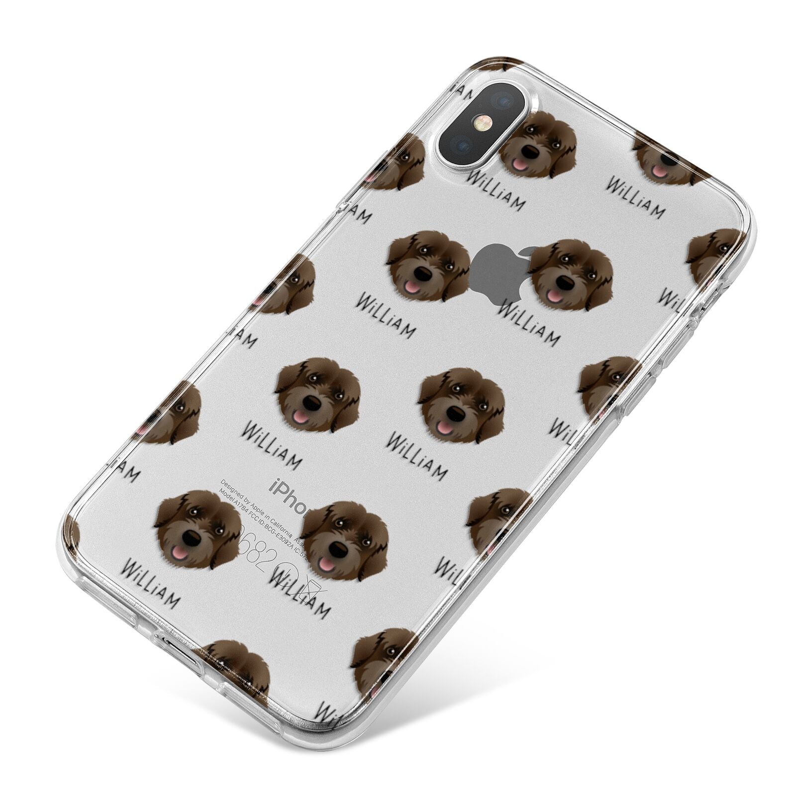 Portuguese Water Dog Icon with Name iPhone X Bumper Case on Silver iPhone