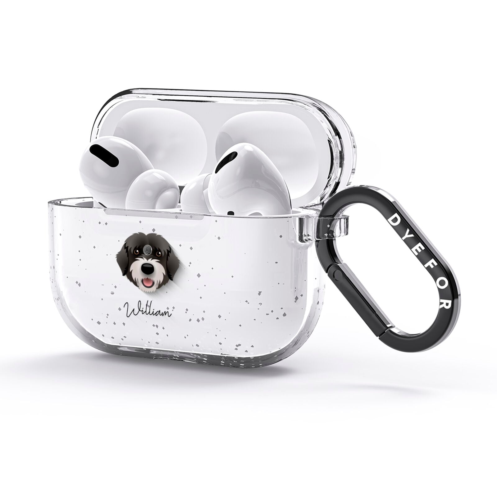Portuguese Water Dog Personalised AirPods Glitter Case 3rd Gen Side Image