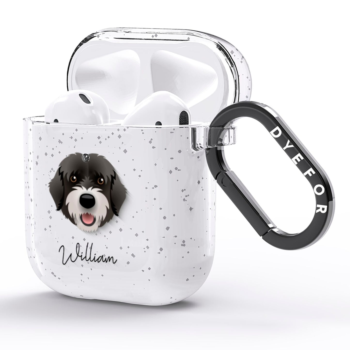 Portuguese Water Dog Personalised AirPods Glitter Case Side Image