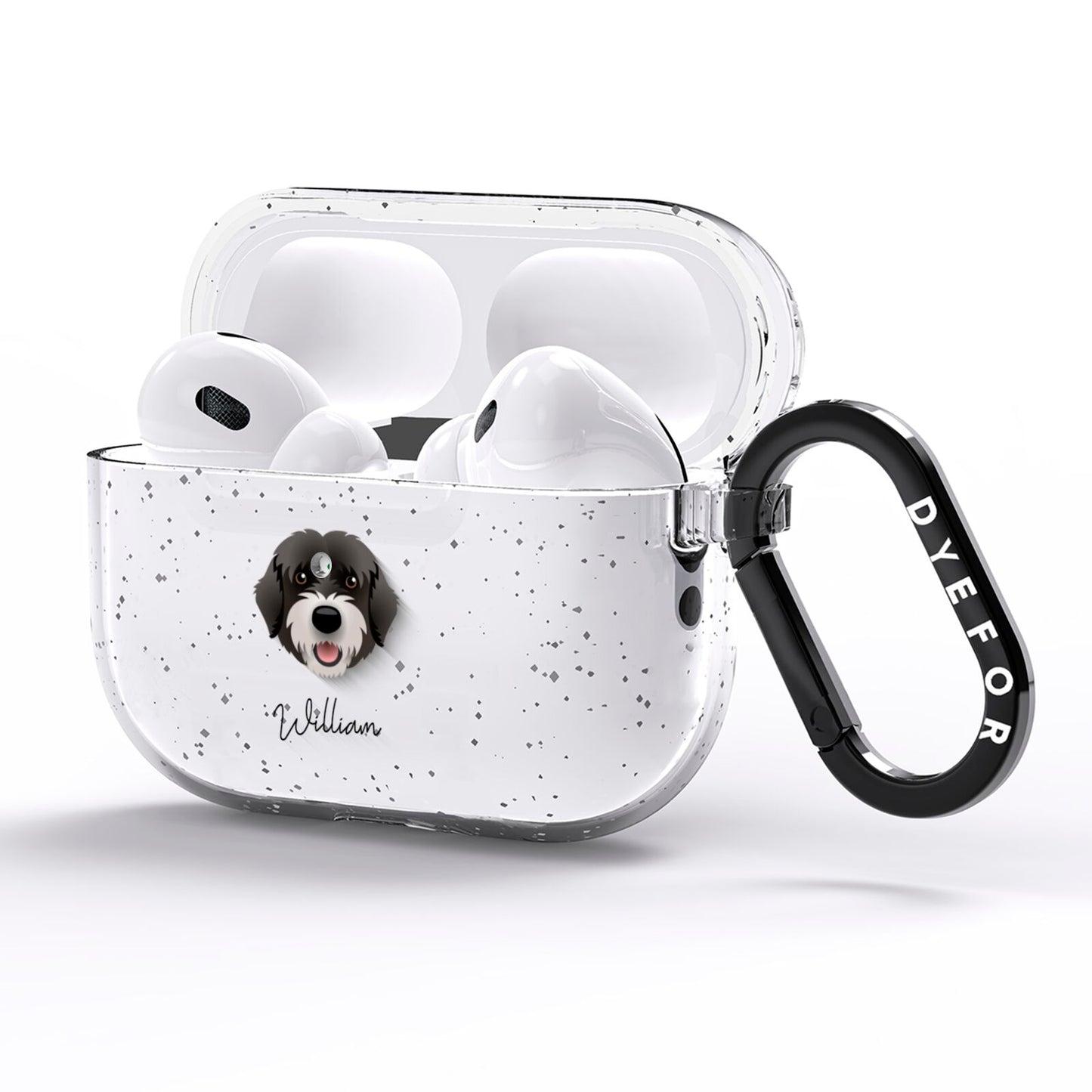 Portuguese Water Dog Personalised AirPods Pro Glitter Case Side Image
