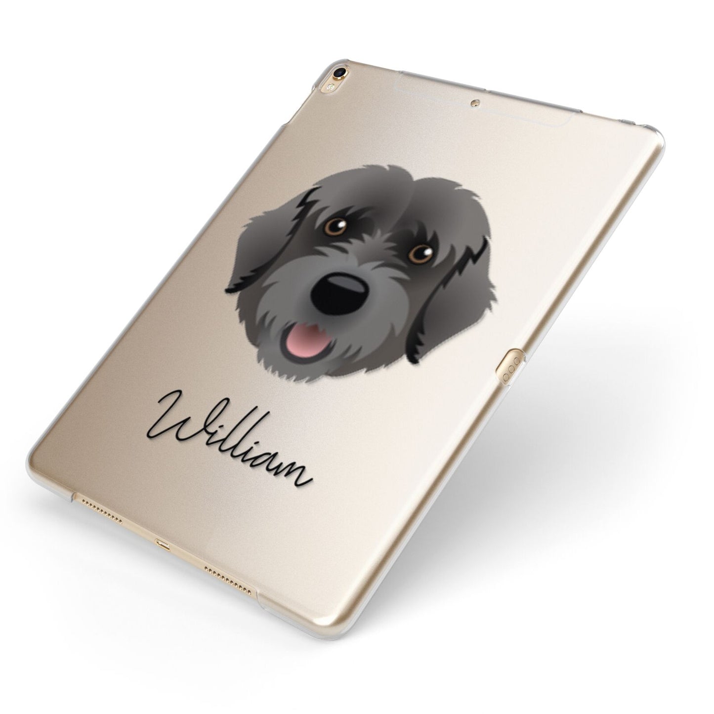 Portuguese Water Dog Personalised Apple iPad Case on Gold iPad Side View