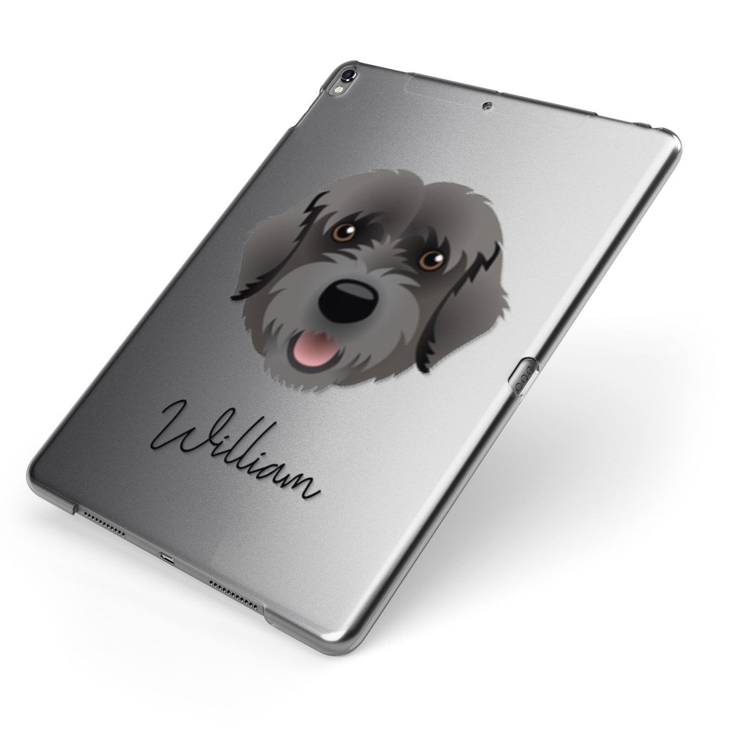 Portuguese Water Dog Personalised Apple iPad Case on Grey iPad Side View