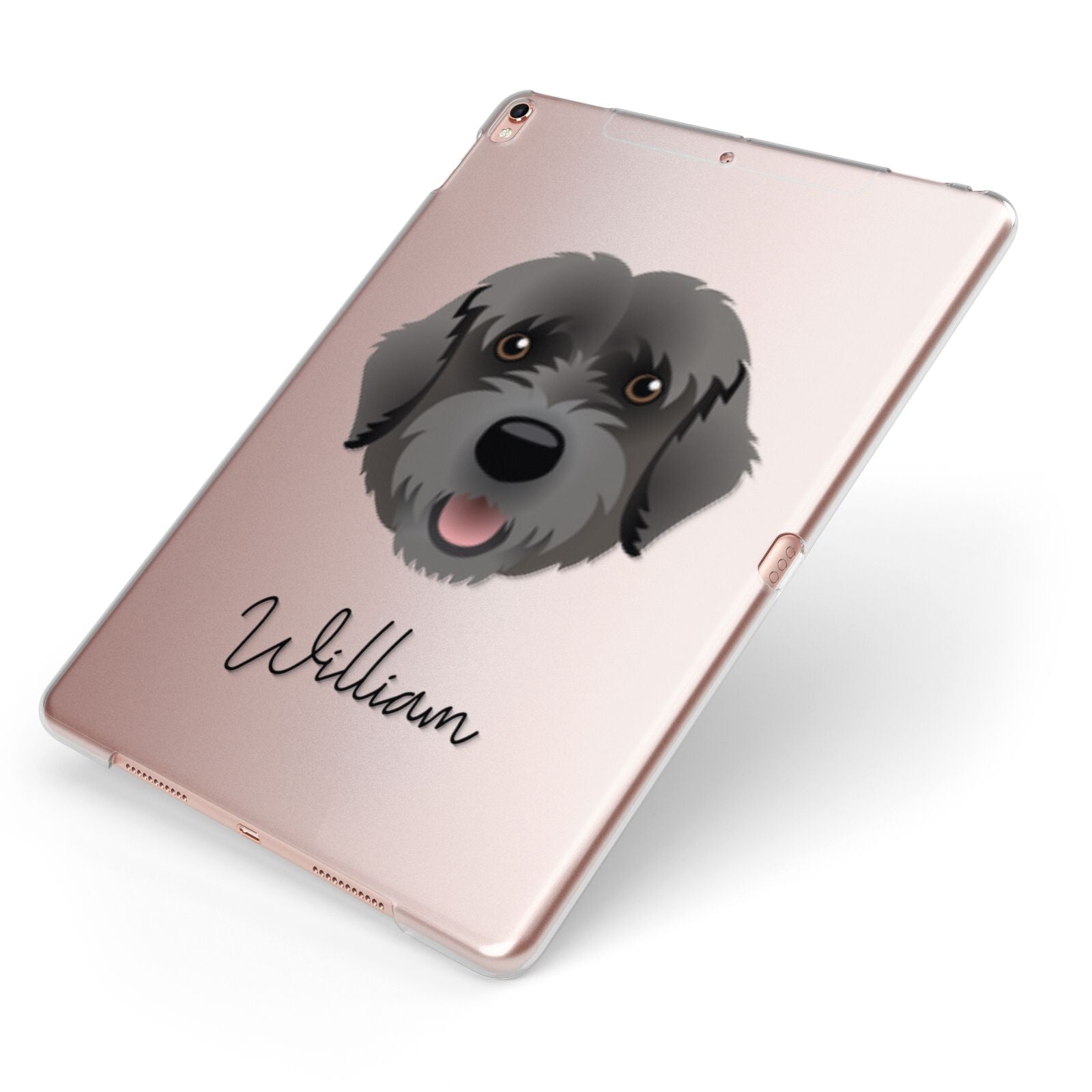 Portuguese Water Dog Personalised Apple iPad Case on Rose Gold iPad Side View