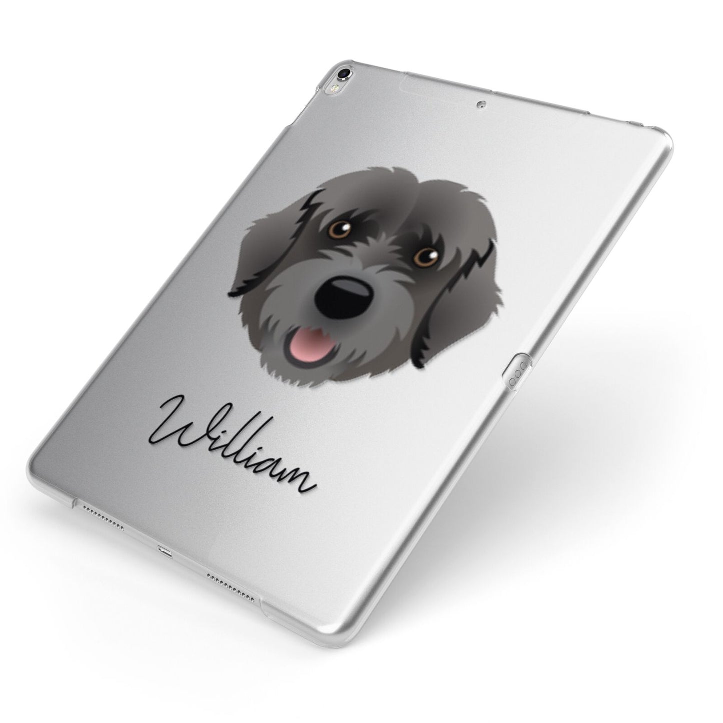 Portuguese Water Dog Personalised Apple iPad Case on Silver iPad Side View