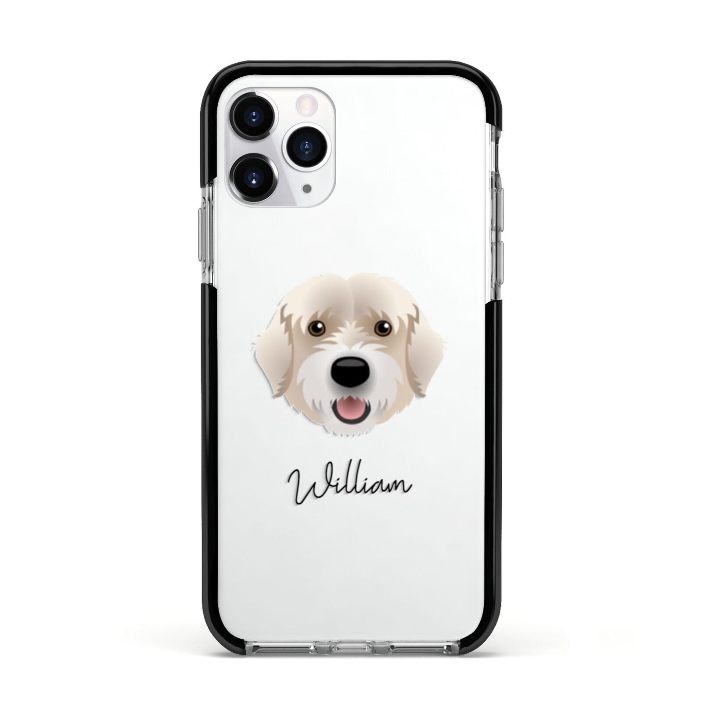 Portuguese Water Dog Personalised Apple iPhone 11 Pro in Silver with Black Impact Case
