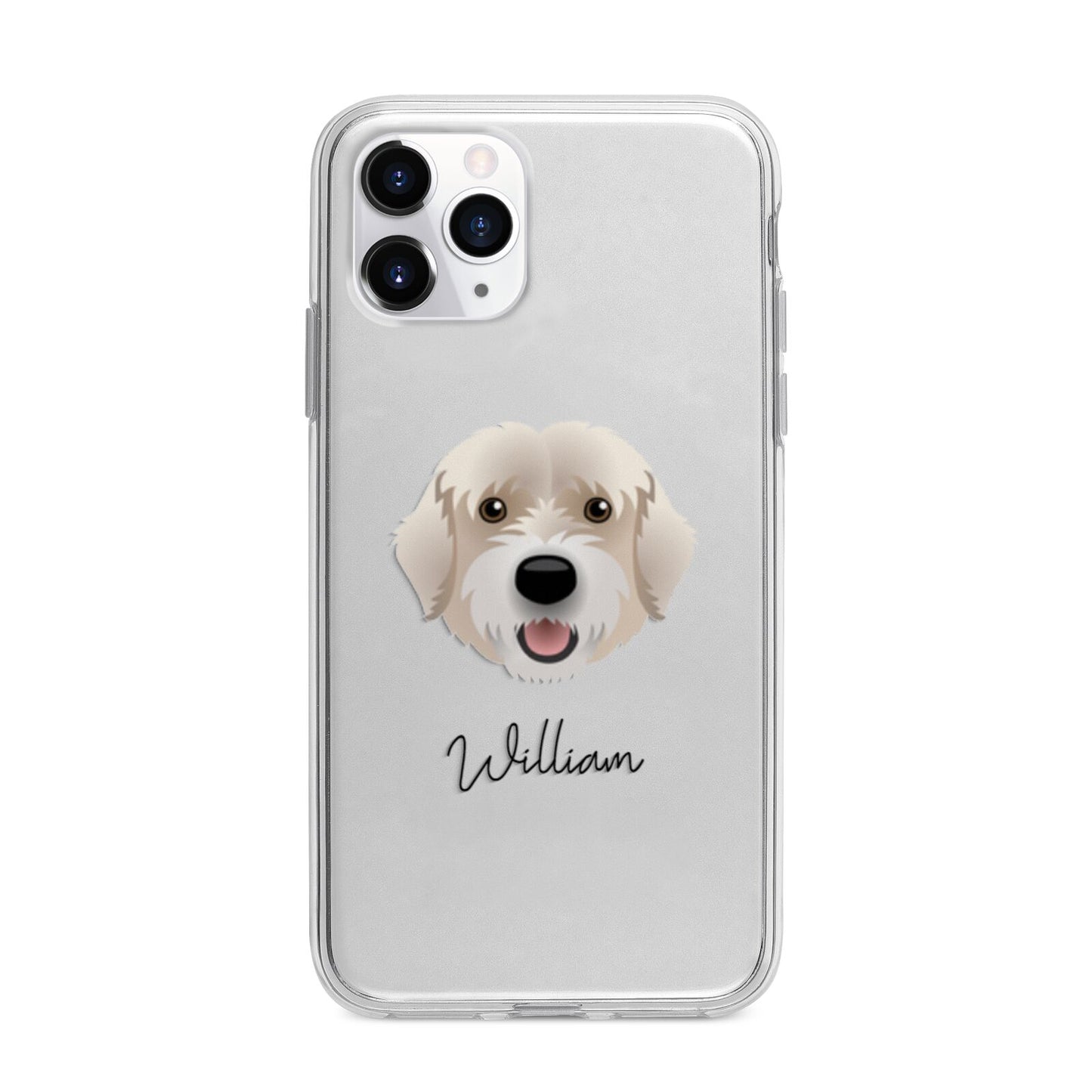 Portuguese Water Dog Personalised Apple iPhone 11 Pro in Silver with Bumper Case
