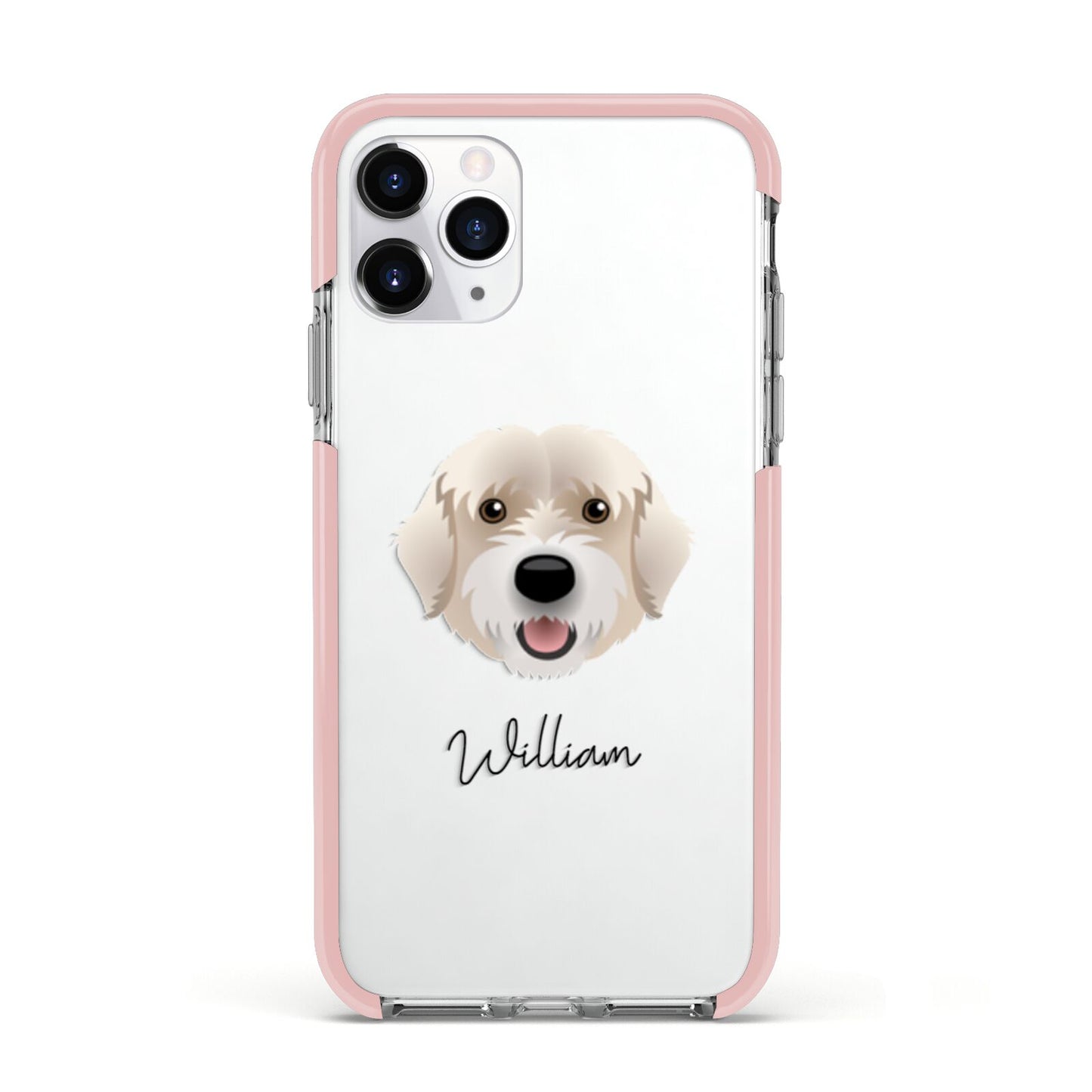 Portuguese Water Dog Personalised Apple iPhone 11 Pro in Silver with Pink Impact Case