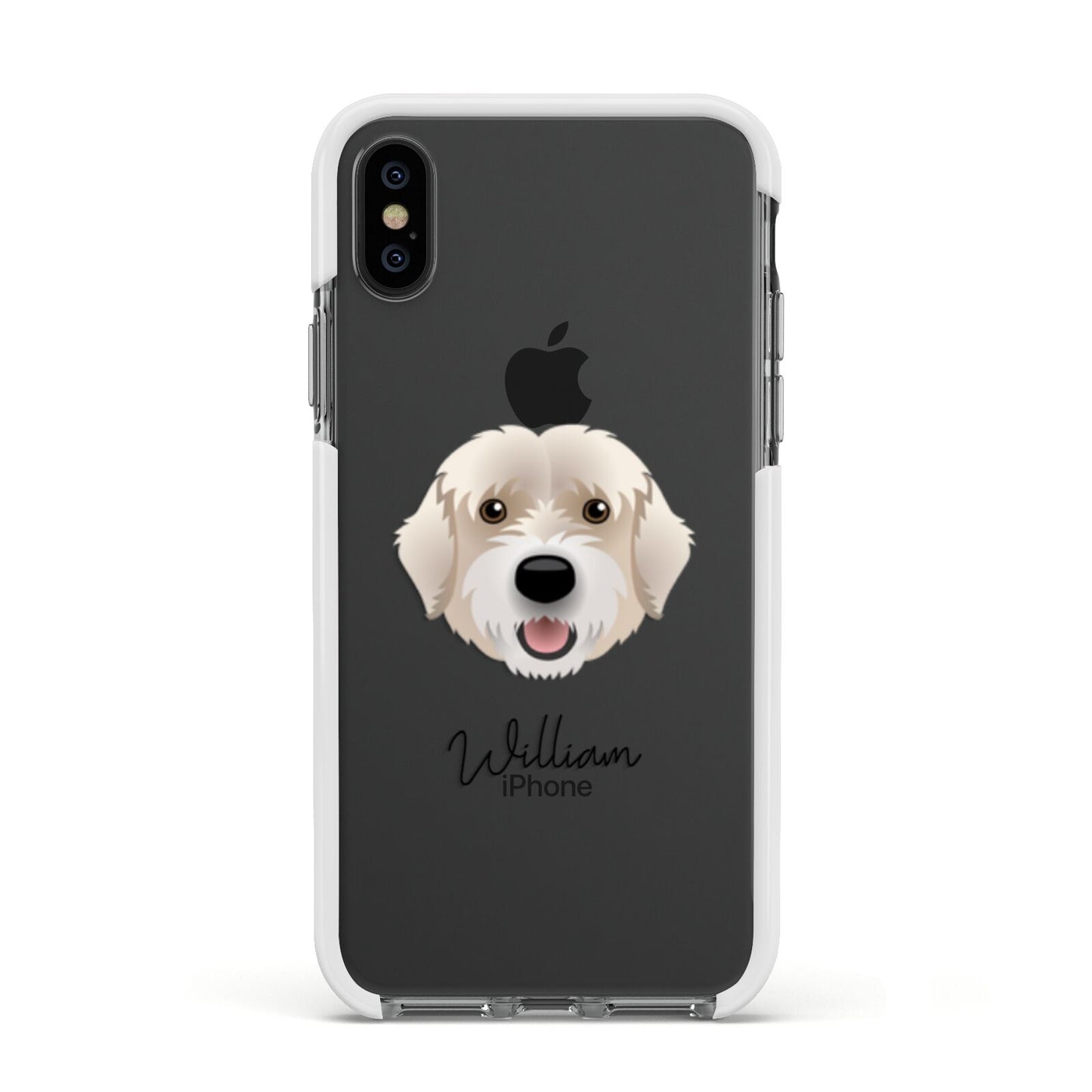 Portuguese Water Dog Personalised Apple iPhone Xs Impact Case White Edge on Black Phone