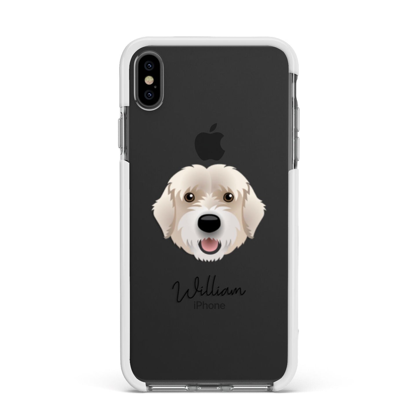 Portuguese Water Dog Personalised Apple iPhone Xs Max Impact Case White Edge on Black Phone